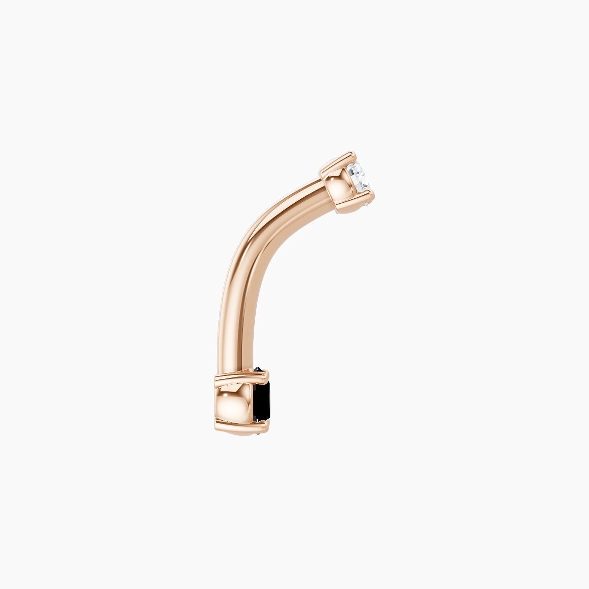 Nut | 18k Rose Gold 3 mm 8 mm Round Black Diamond & Diamond Belly Piercing
