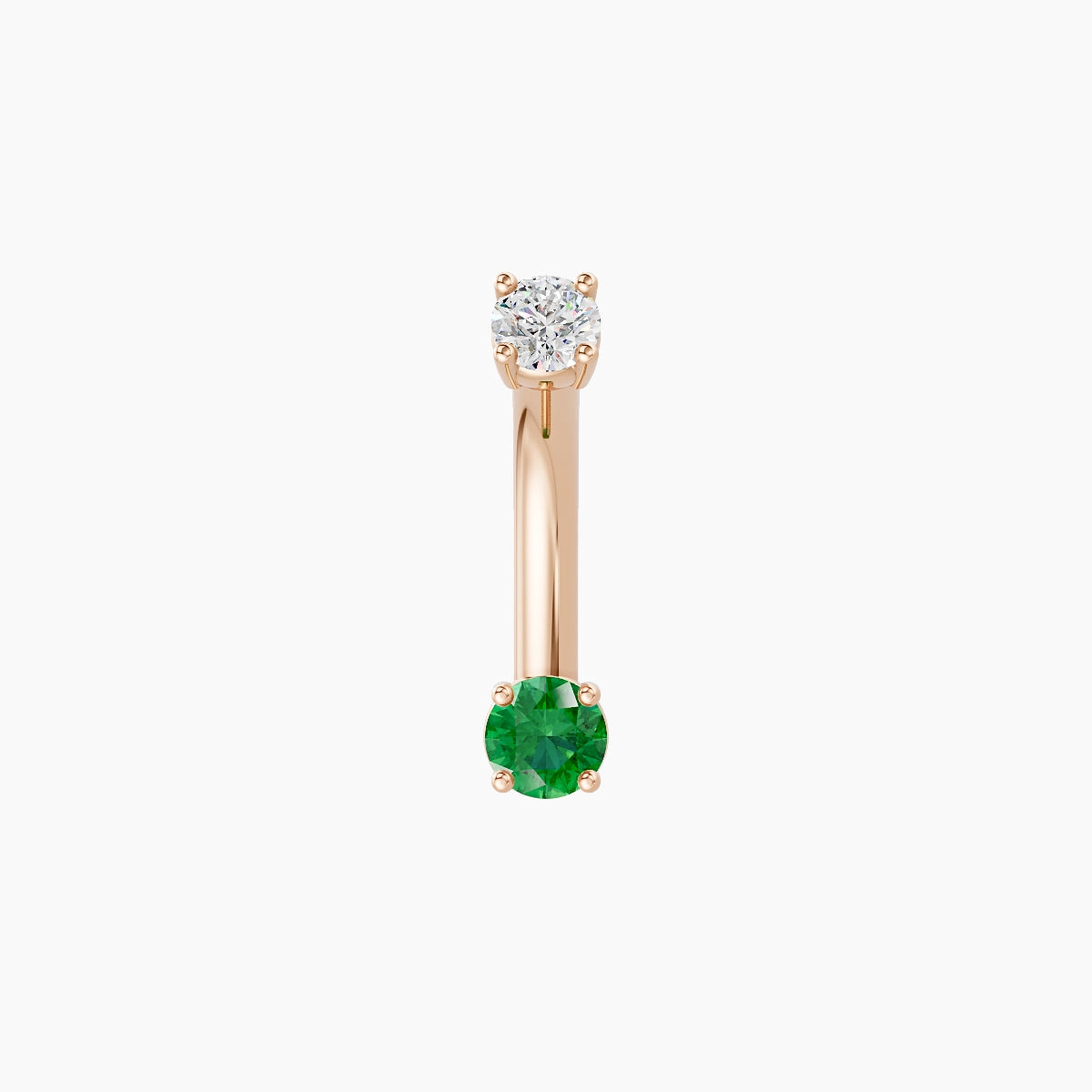 Nut | 18k Rose Gold 3 mm 8 mm Round Emerald & Diamond Belly Piercing