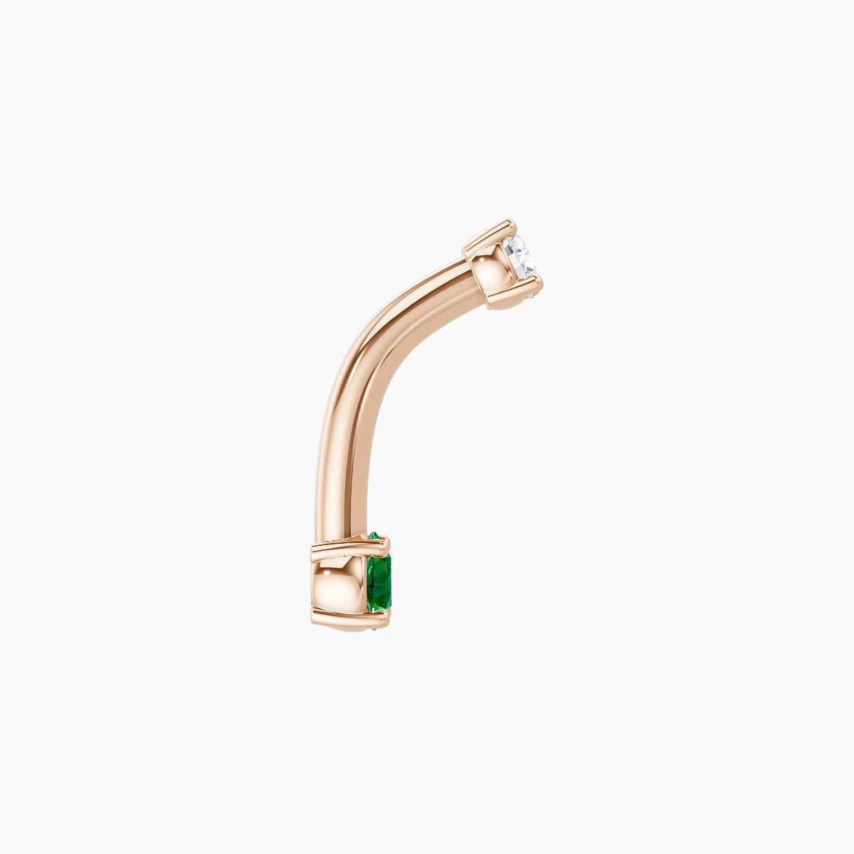 Nut | 18k Rose Gold 3 mm 8 mm Round Emerald & Diamond Belly Piercing