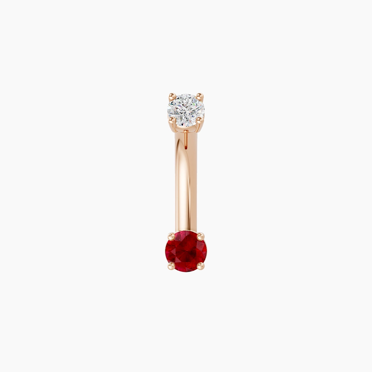 Nut | 18k Rose Gold 3 mm 8 mm Round Ruby & Diamond Belly Piercing