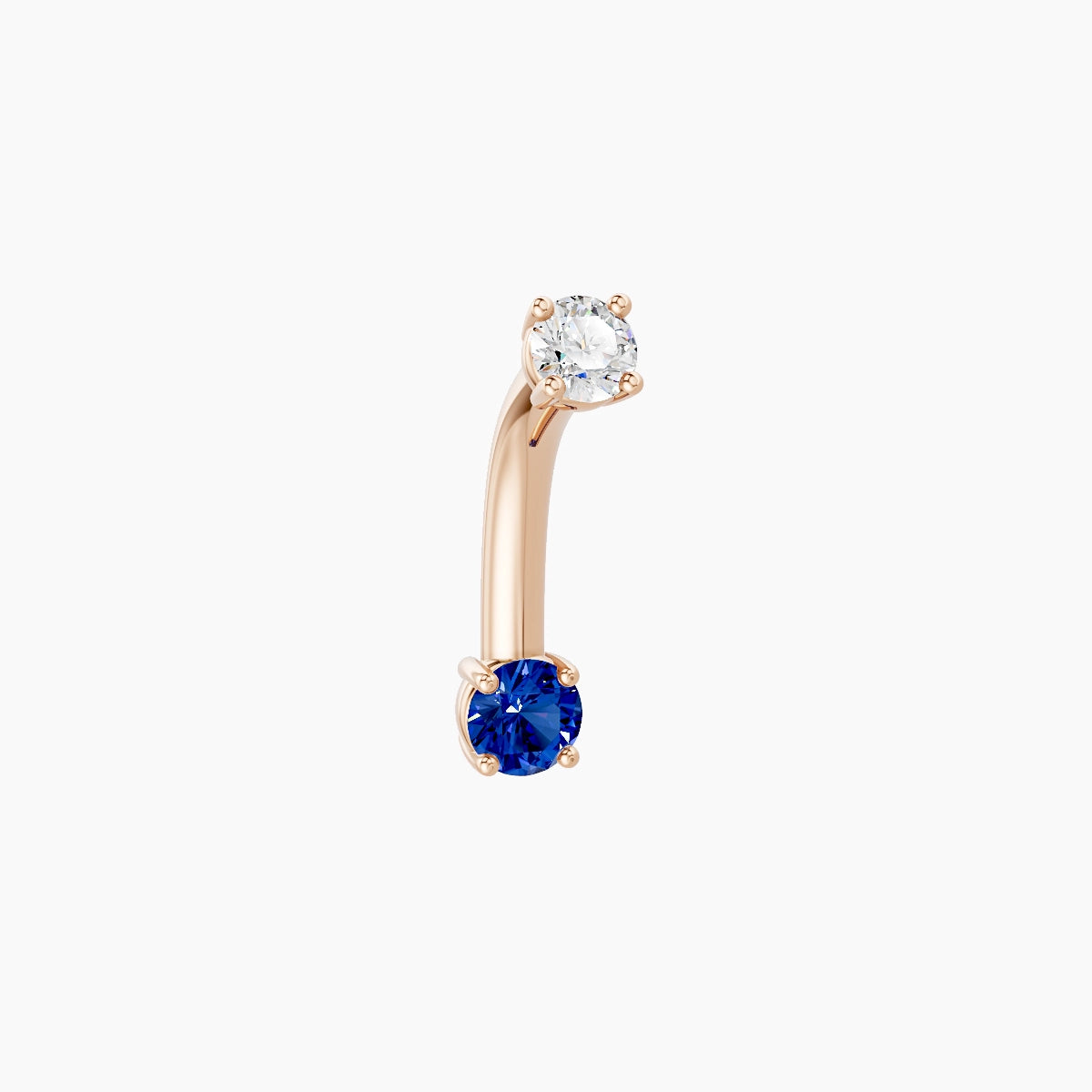 Nut | 18k Rose Gold 3 mm 8 mm Round Sapphire & Diamond Belly Piercing