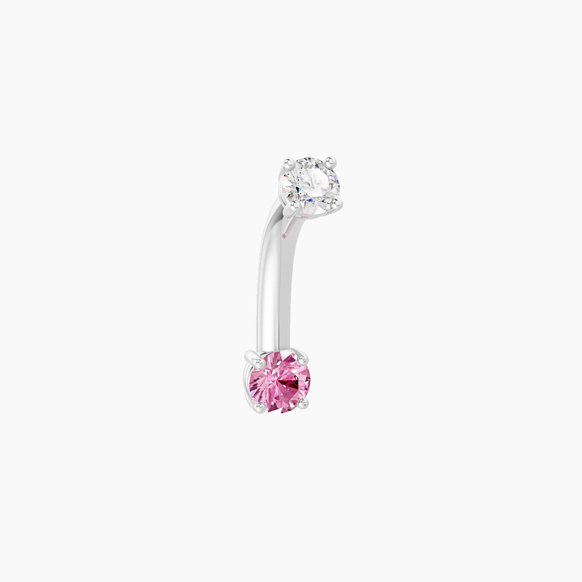 Nut | 18k White Gold 3 mm 8 mm Round Pink Sapphire & Diamond Belly Piercing