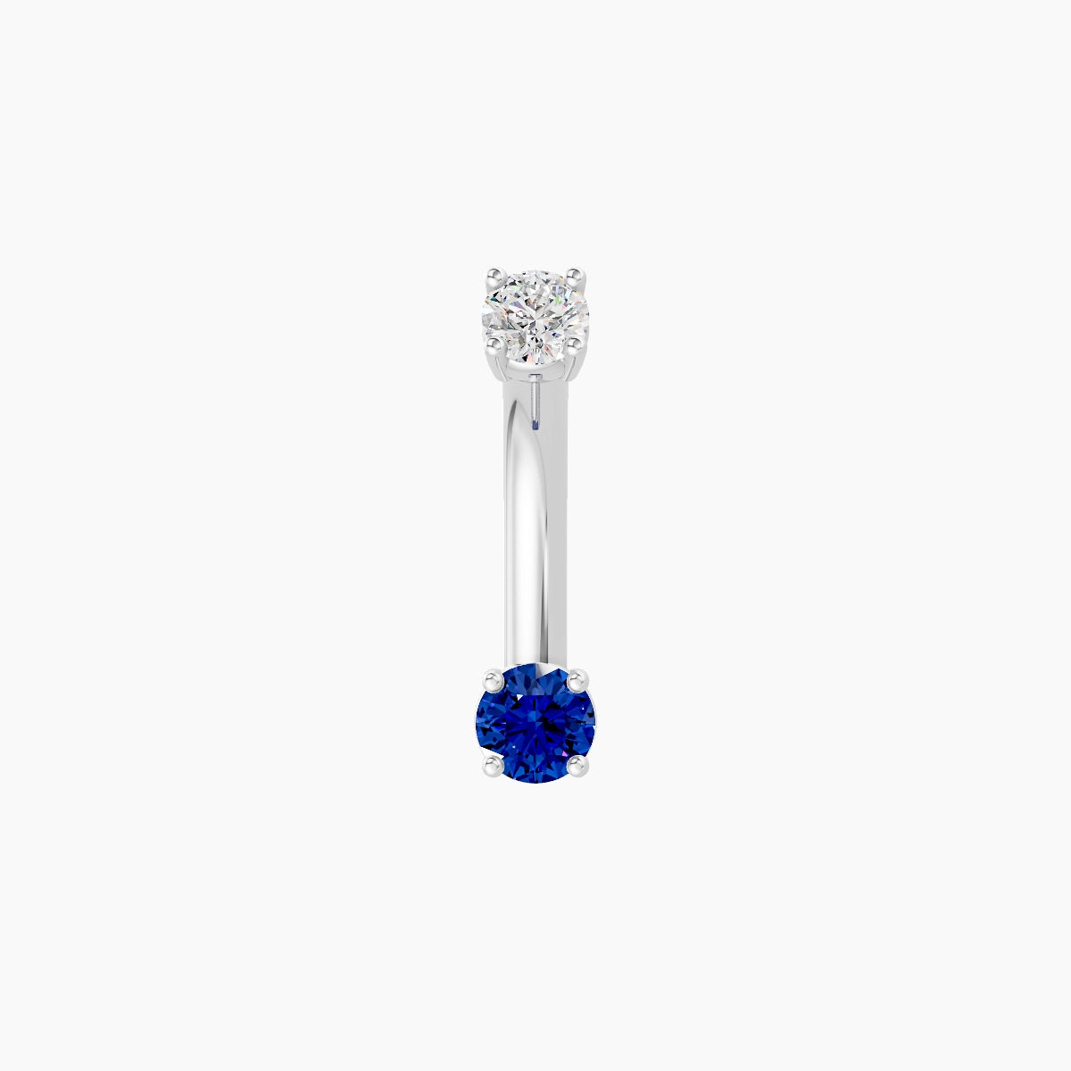 Nut | 18k White Gold 3 mm 8 mm Round Sapphire & Diamond Belly Piercing