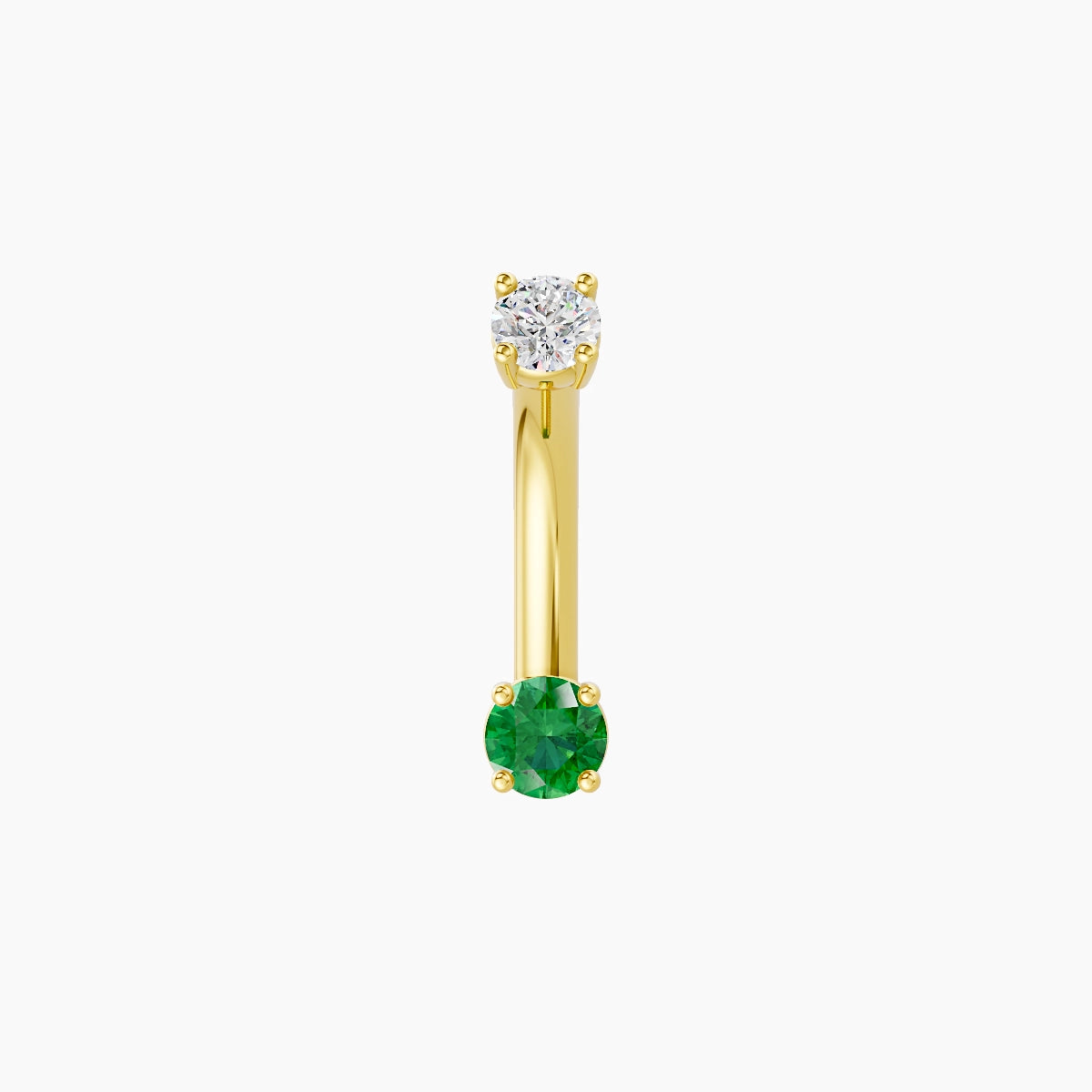 Nut | 18k Yellow Gold 3 mm 8 mm Round Emerald & Diamond Belly Piercing