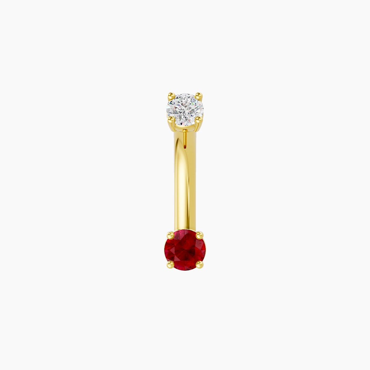 Nut | 18k Yellow Gold 3 mm 8 mm Round Ruby & Diamond Belly Piercing