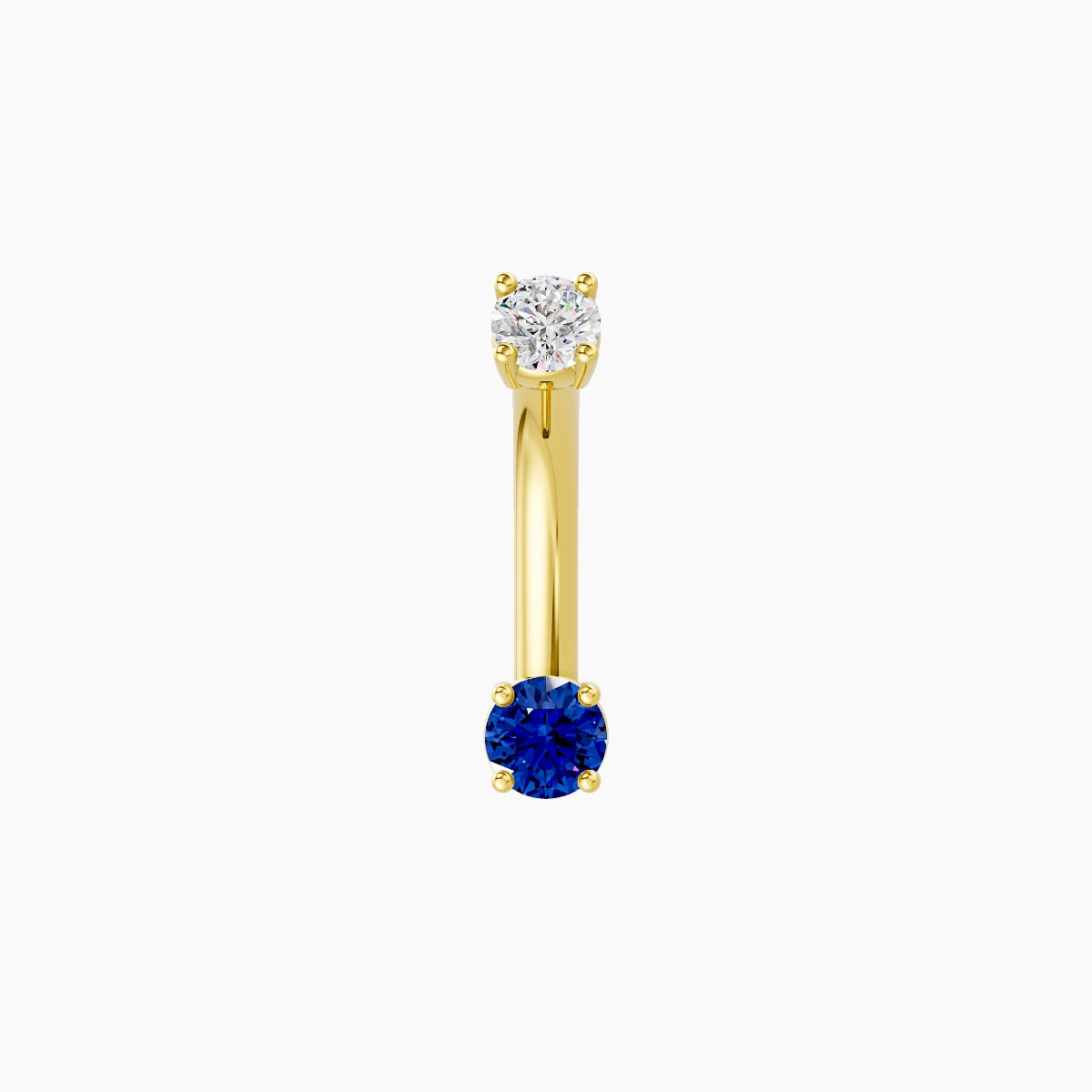 Nut | 18k Yellow Gold 3 mm 8 mm Round Sapphire & Diamond Belly Piercing