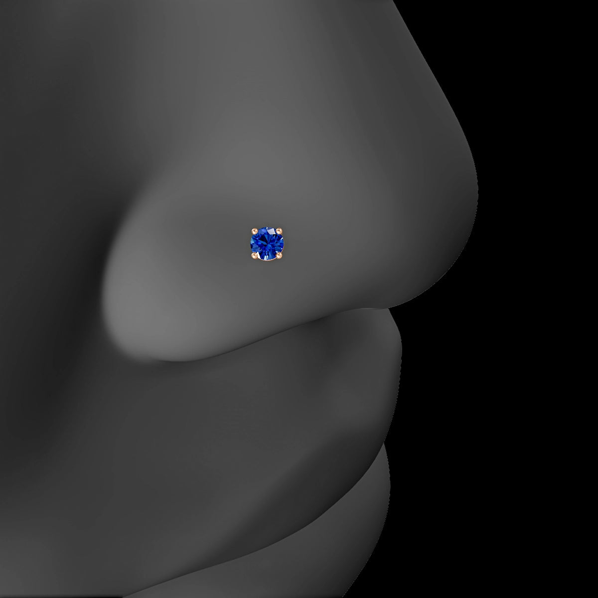 Nut | 18k Rose Gold 8 mm 3 mm Round Sapphire Nose Piercing