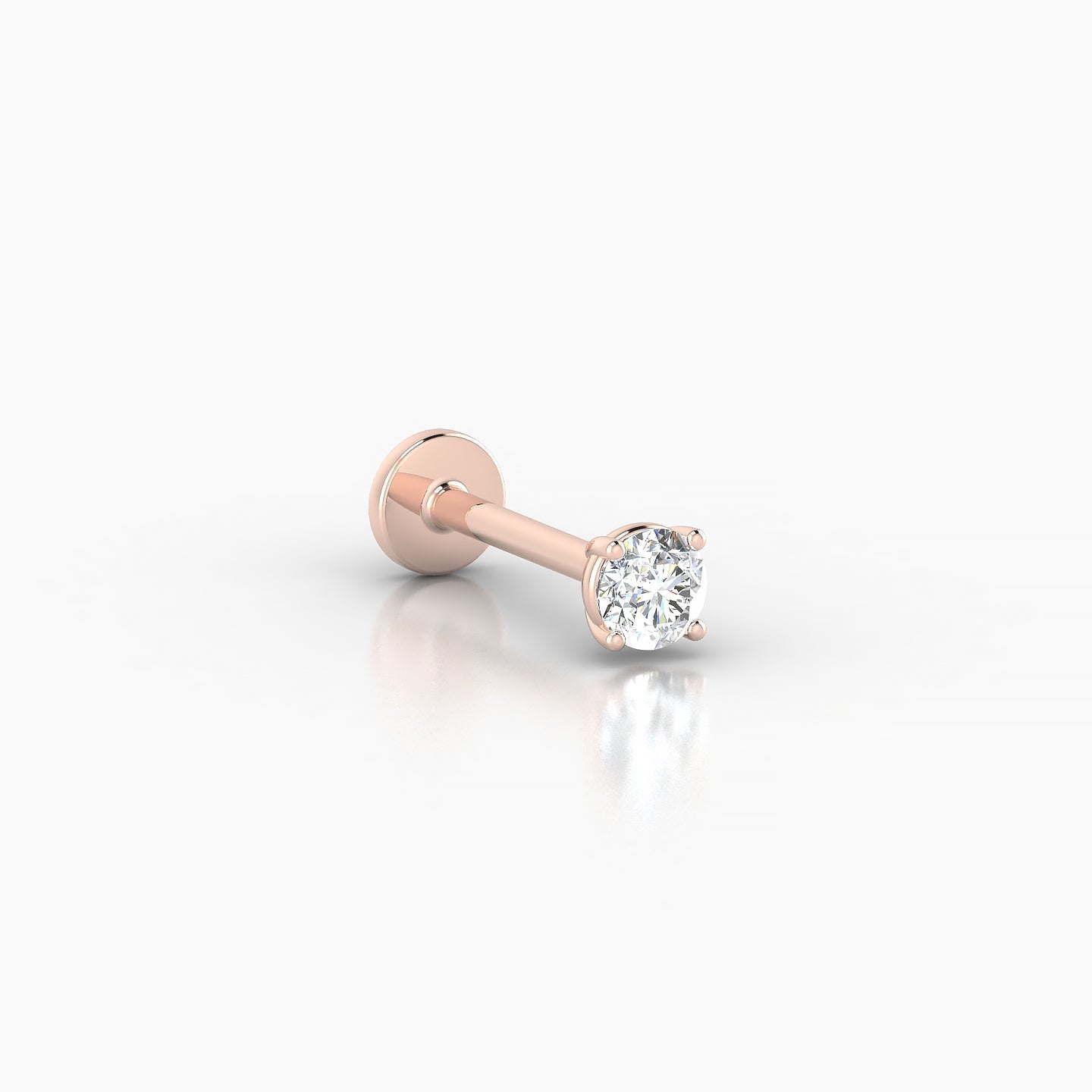 Nut | 18k Rose Gold 3 mm 8 mm Round Diamond Nostril Piercing