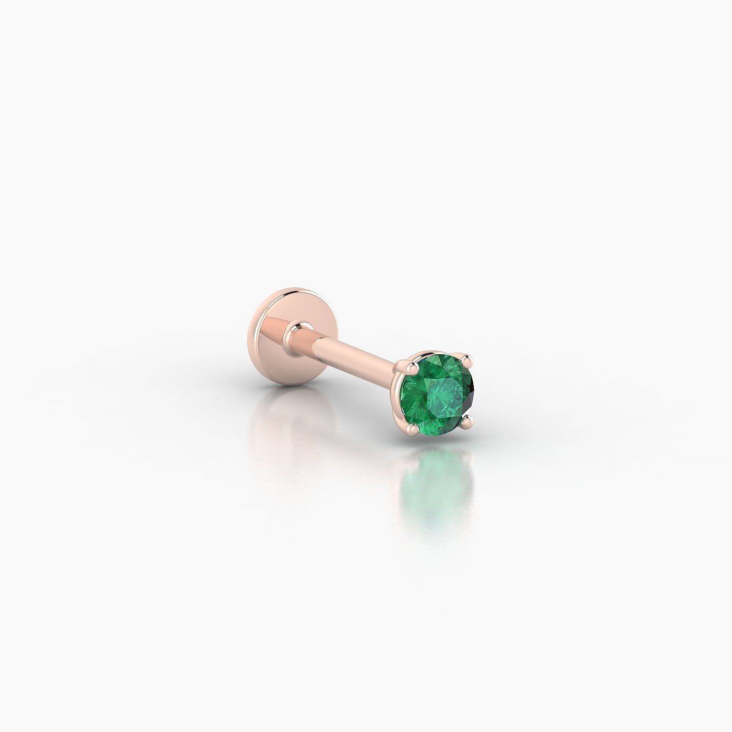 Nut | 18k Rose Gold 8 mm 3 mm Round Emerald Nostril Piercing