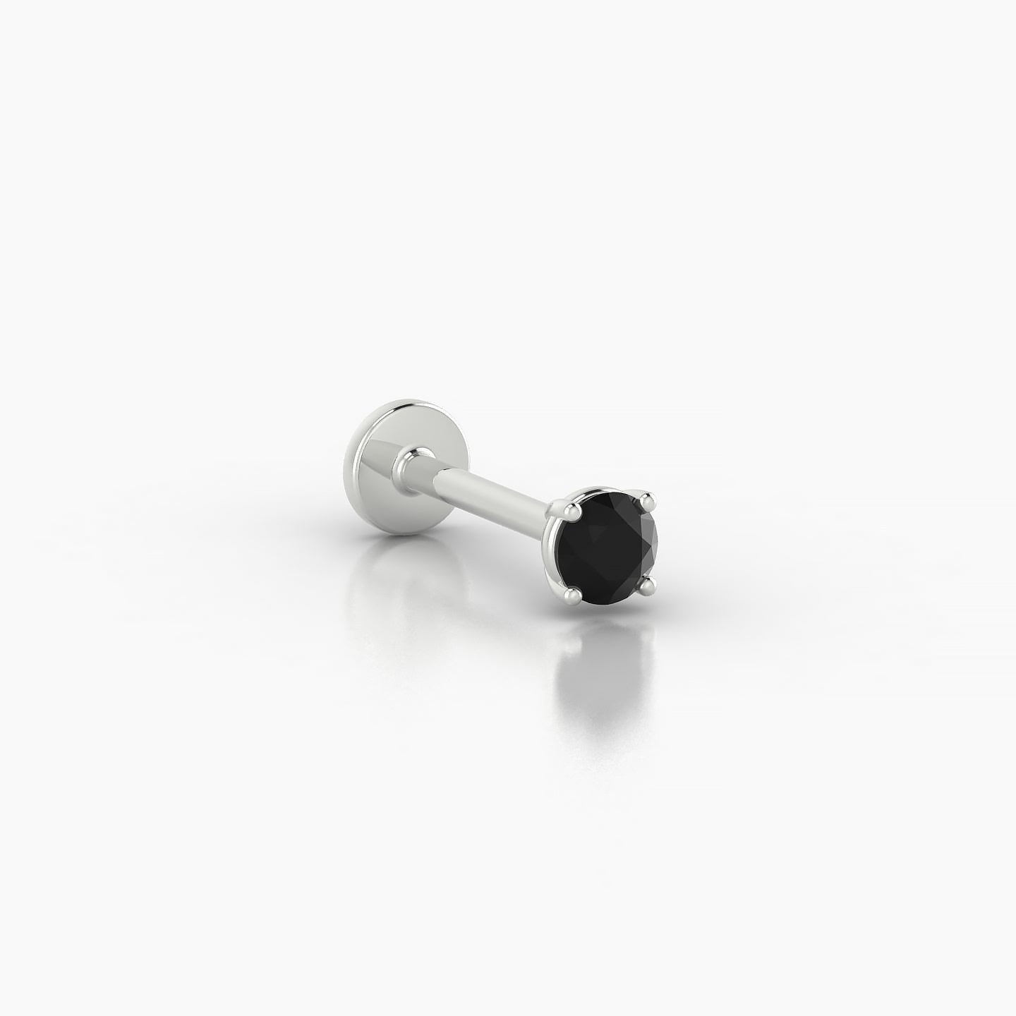 Nut | 18k White Gold 8 mm 3 mm Round Black Diamond Nostril Piercing