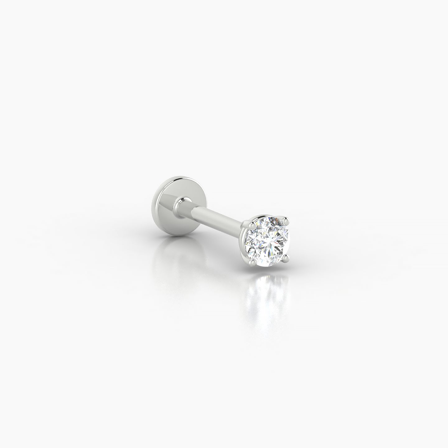 Nut | 18k White Gold 3 mm 8 mm Round Diamond Nostril Piercing