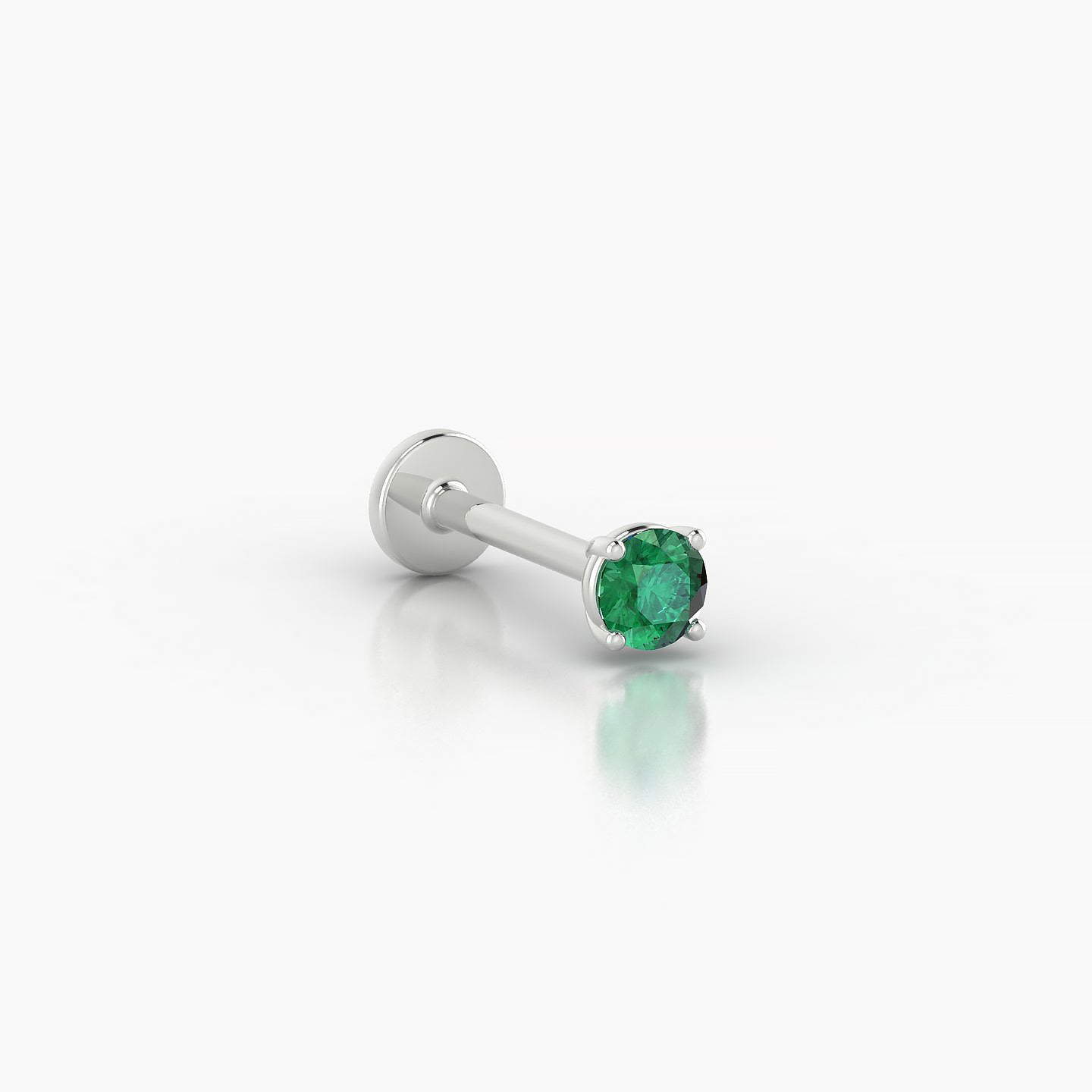 Nut | 18k White Gold 8 mm 3 mm Round Emerald Nostril Piercing