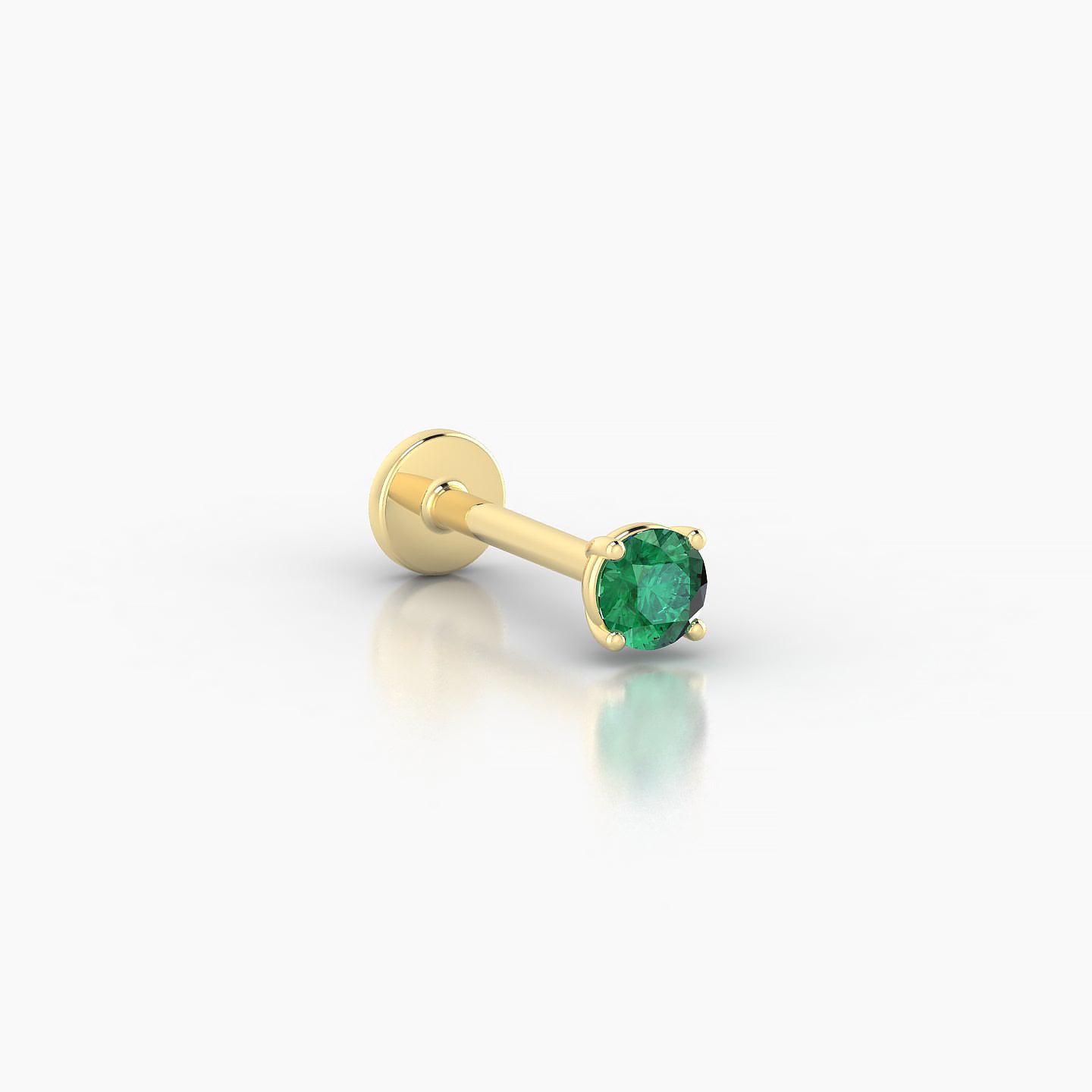 Nut | 18k Yellow Gold 8 mm 3 mm Round Emerald Nostril Piercing