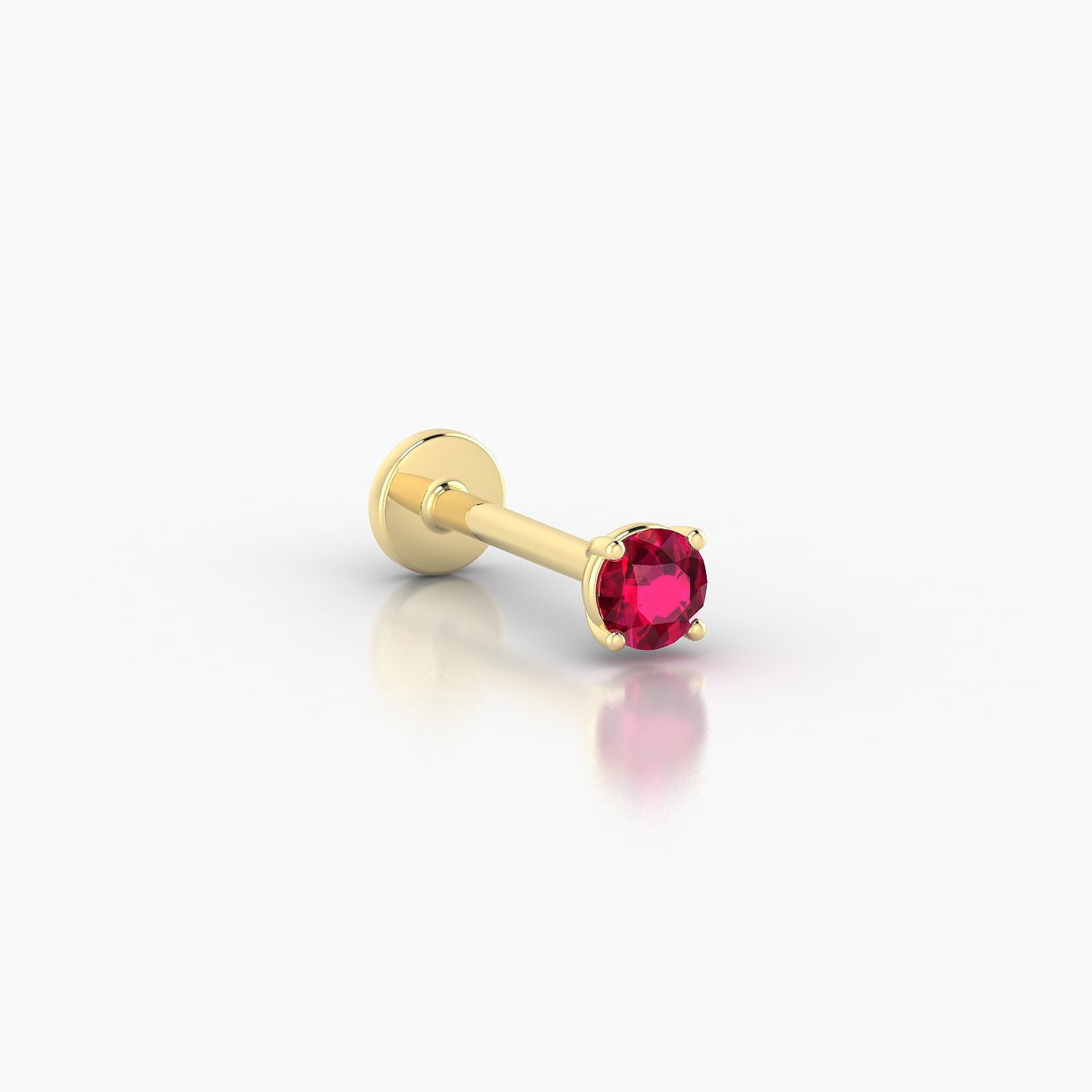 Nut | 18k Yellow Gold 8 mm 3 mm Round Ruby Nostril Piercing