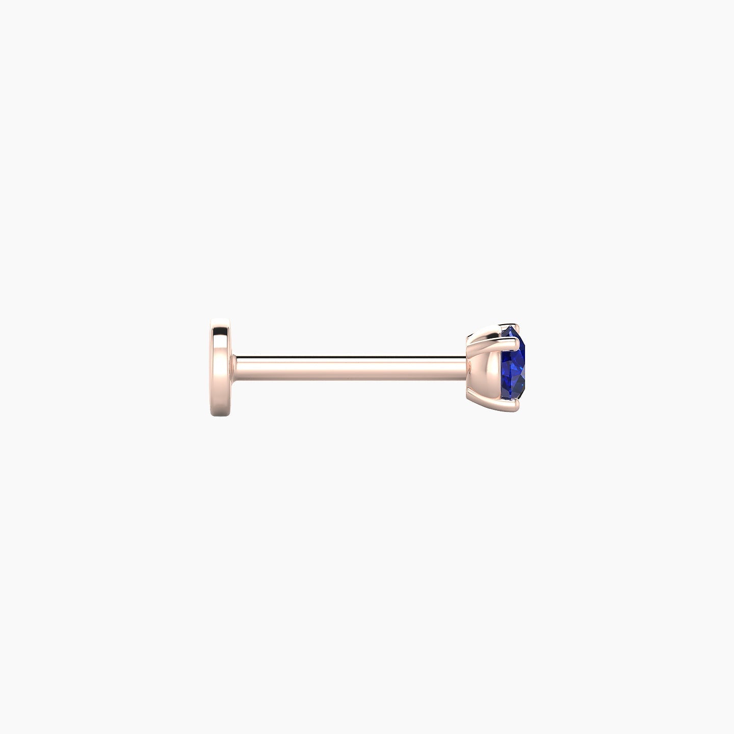 Nut | 18k Rose Gold 8 mm 3 mm Round Sapphire Nostril Piercing