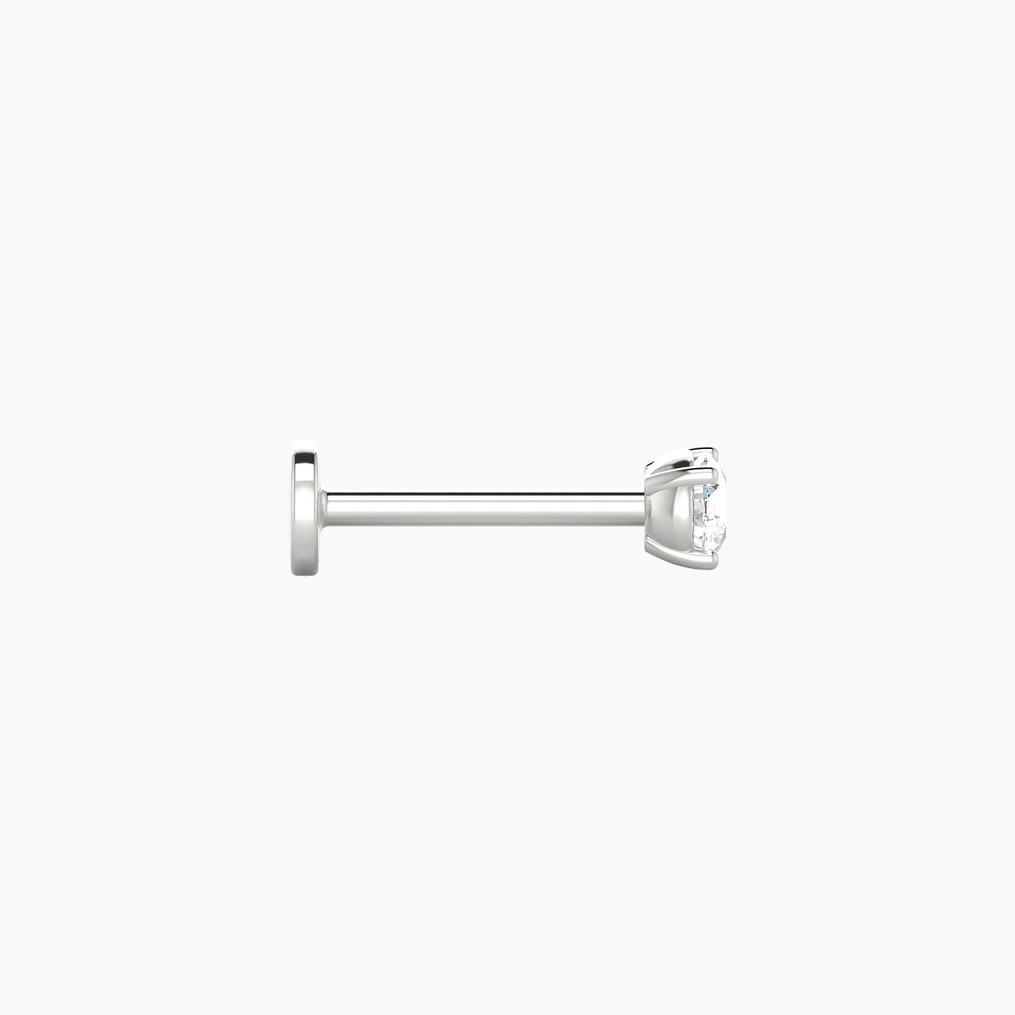 Nut | 18k White Gold 3 mm 8 mm Round Diamond Nostril Piercing