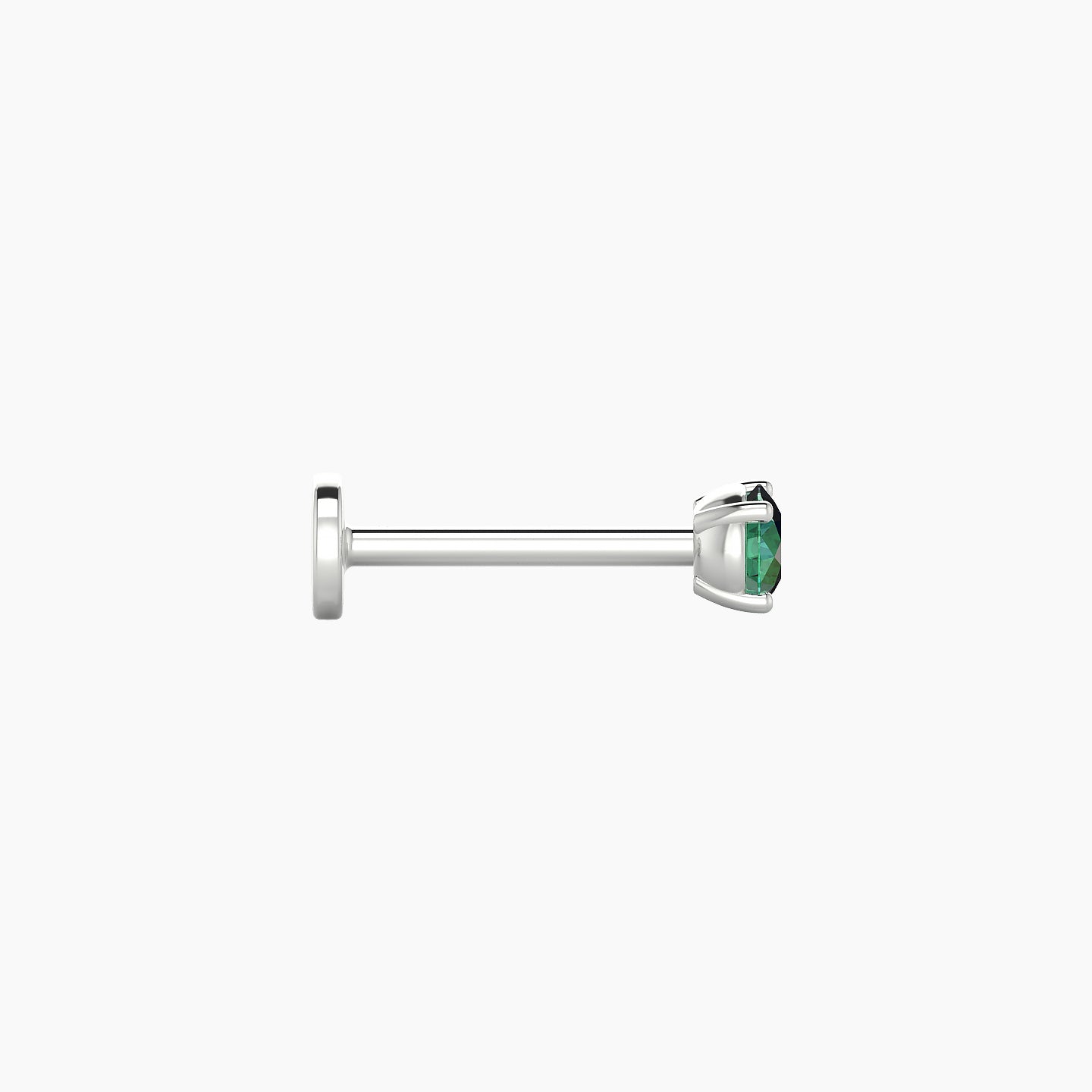 Nut | 18k White Gold 8 mm 3 mm Round Emerald Nostril Piercing