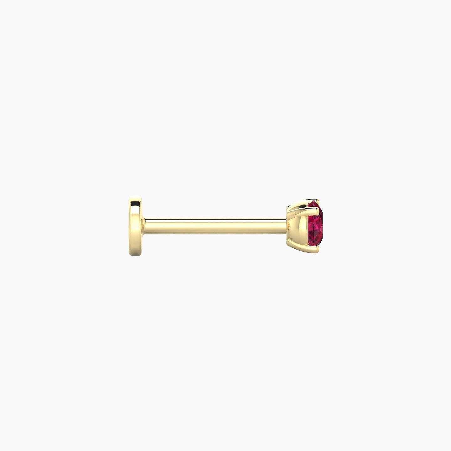 Nut | 18k Yellow Gold 8 mm 3 mm Round Ruby Nostril Piercing