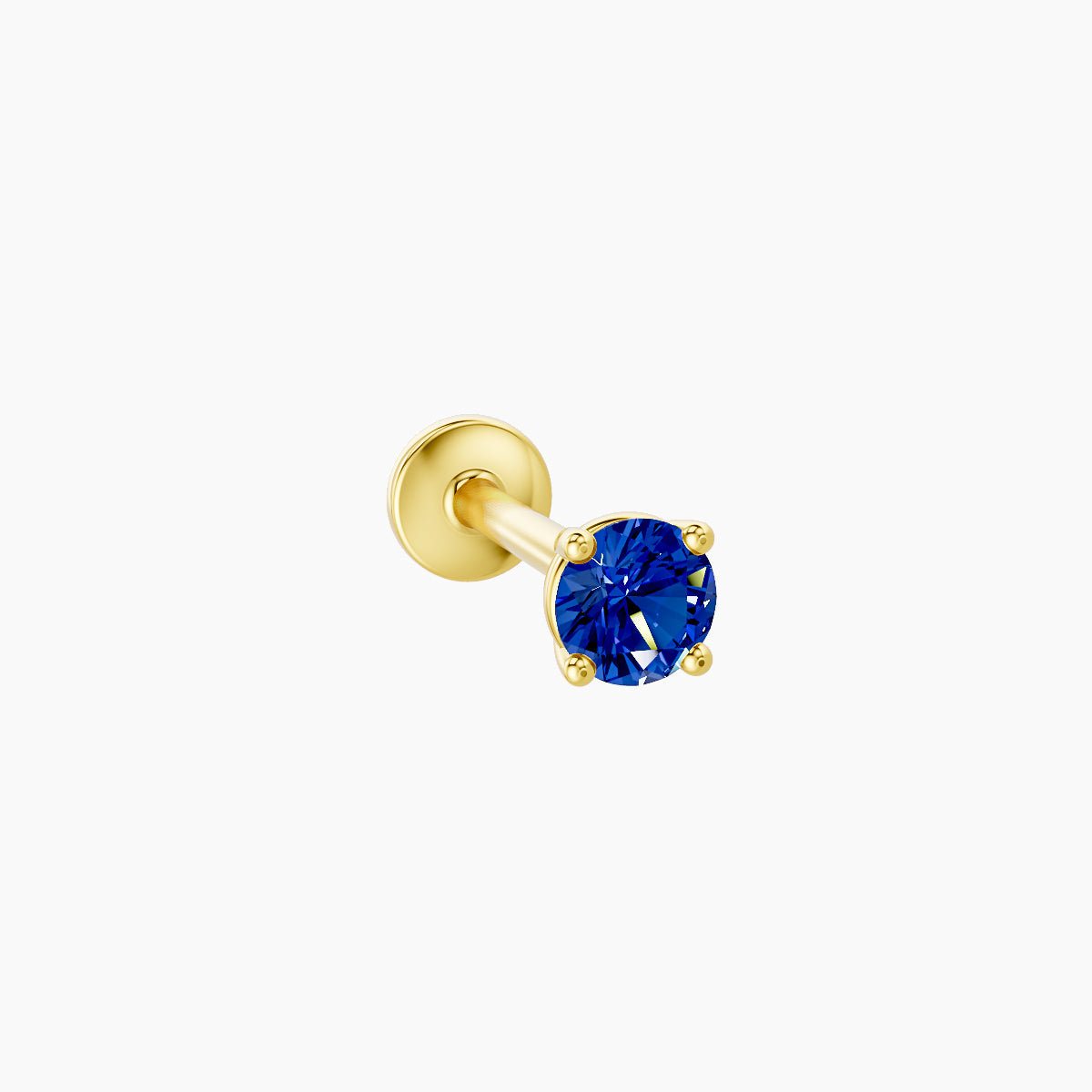 Nut | 18k Yellow Gold 8 mm 3 mm Round Sapphire Piercing