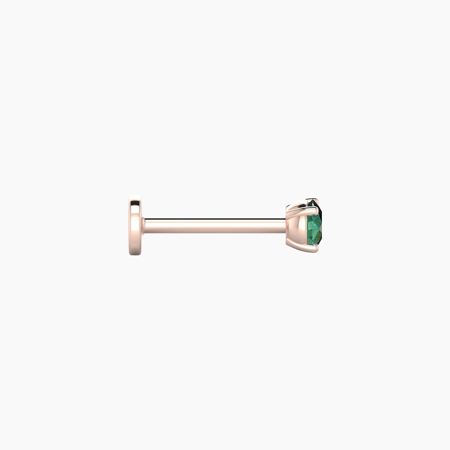 Nut | 18k Rose Gold 8 mm 3 mm Round Emerald Piercing