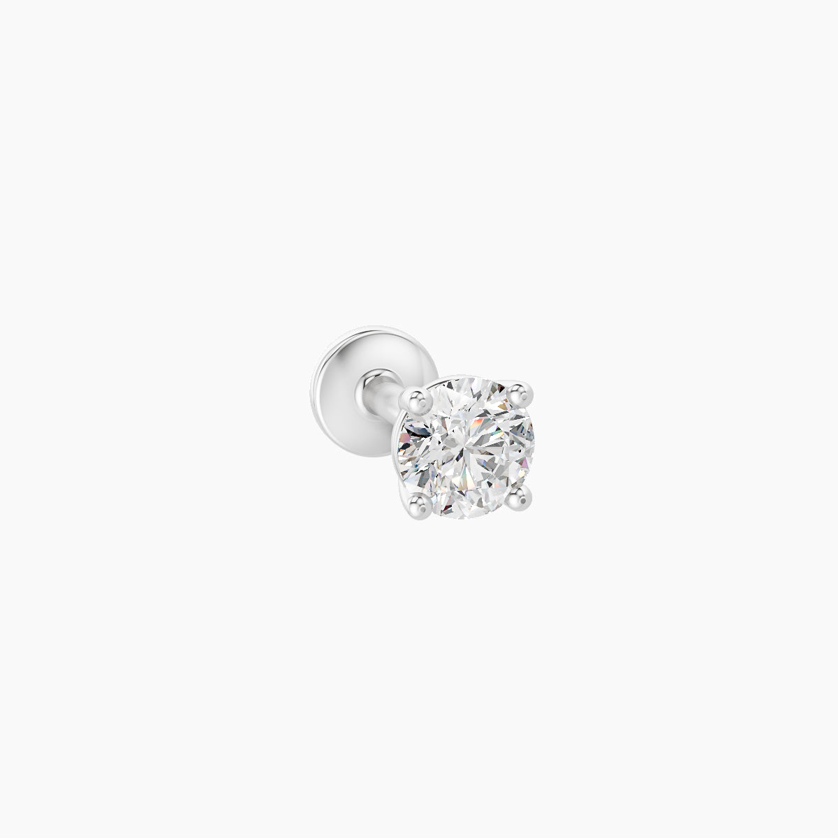 Nut | 18k White Gold 3.4 mm 5 mm Round Diamond Piercing