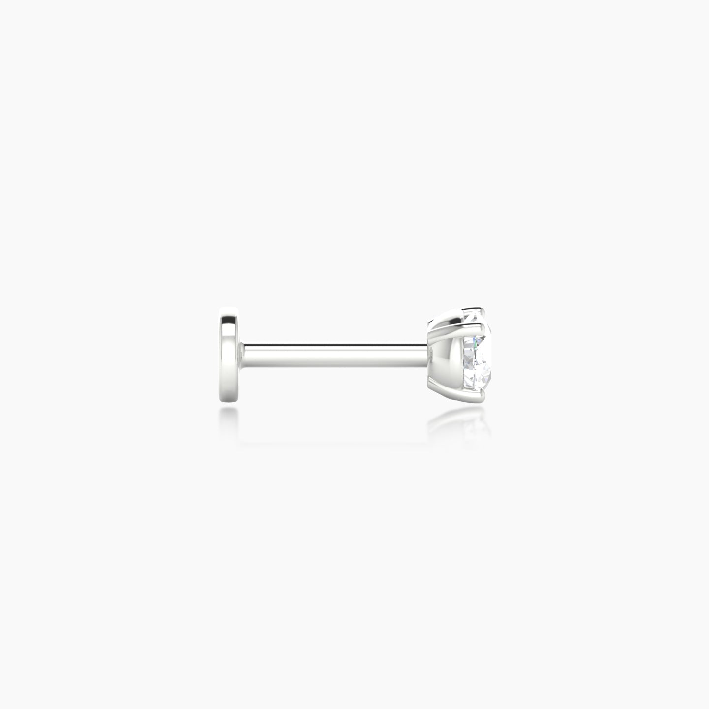 Nut | 18k White Gold 3.5 mm 6.5 mm Round Diamond Nostril Piercing