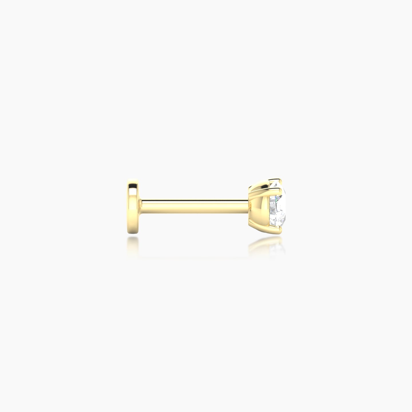 Nut | 18k Yellow Gold 3.5 mm 6.5 mm Round Diamond Nostril Piercing