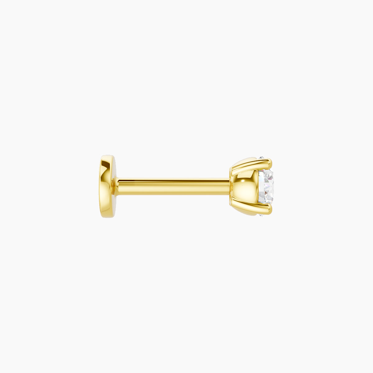 Nut | 18k Yellow Gold 3.4 mm 6.5 mm Round Diamond Piercing