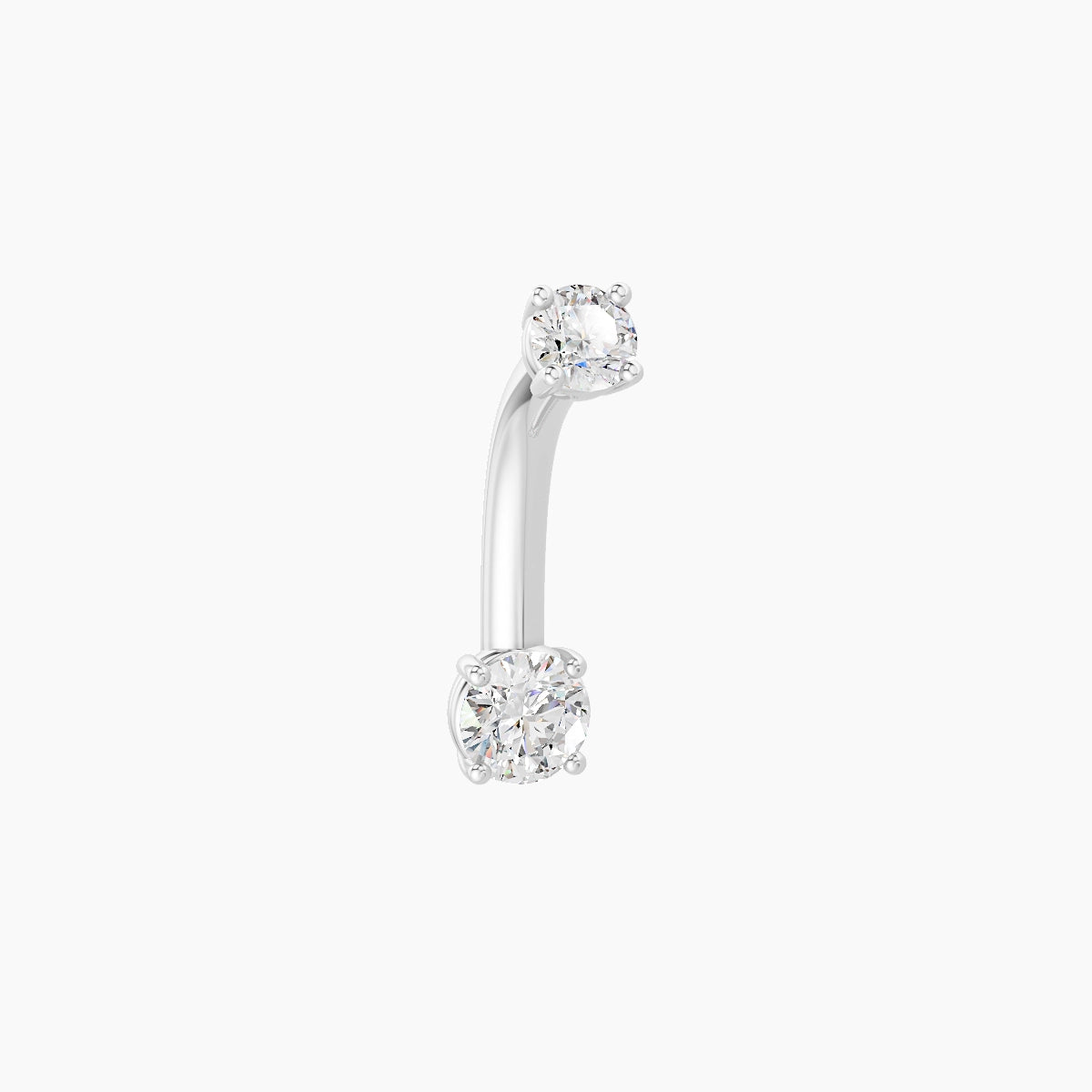 Nut | 18k White Gold 3.5 mm 8 mm Round Diamond Belly Piercing