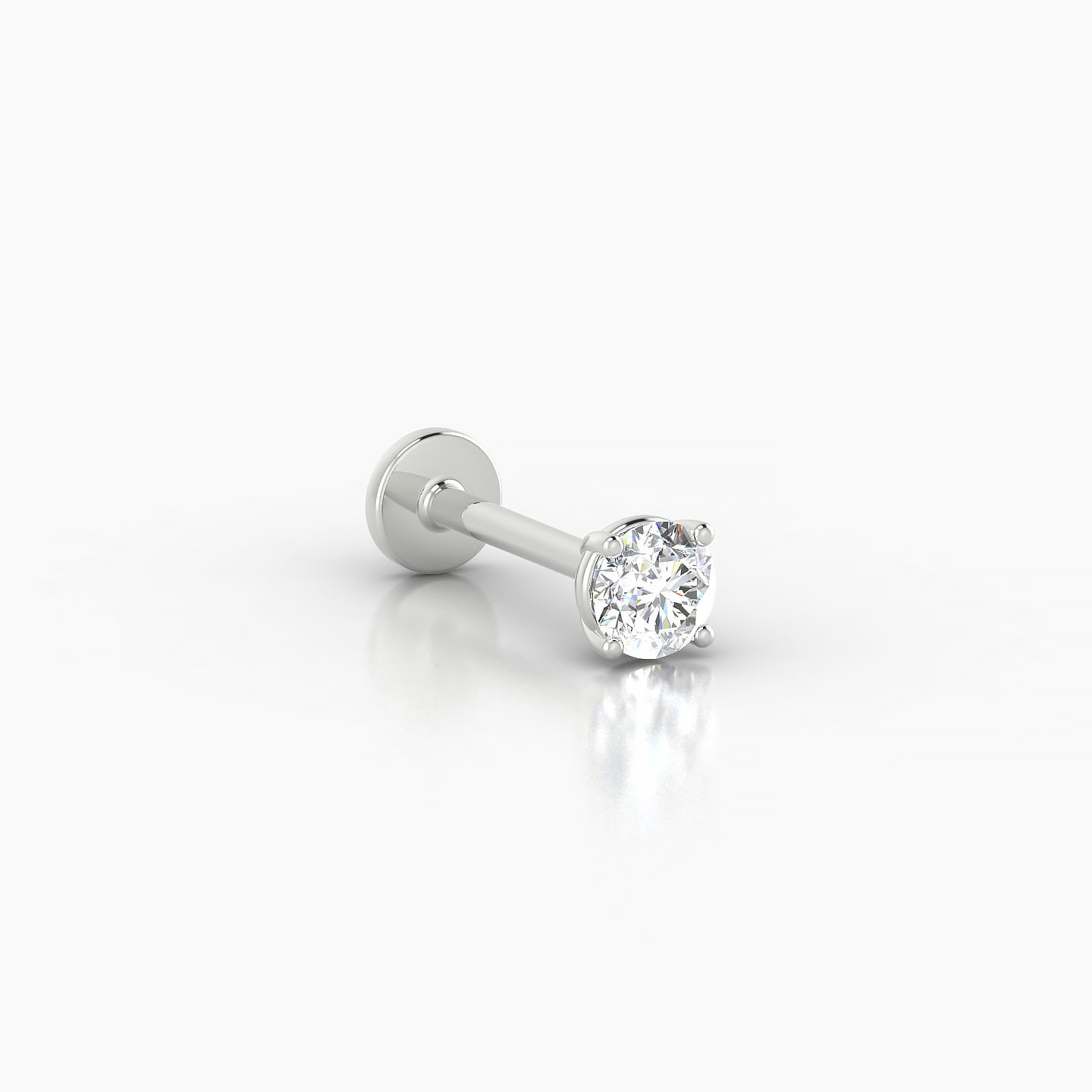 Nut | 18k White Gold 3.5 mm 8 mm Round Diamond Nostril Piercing