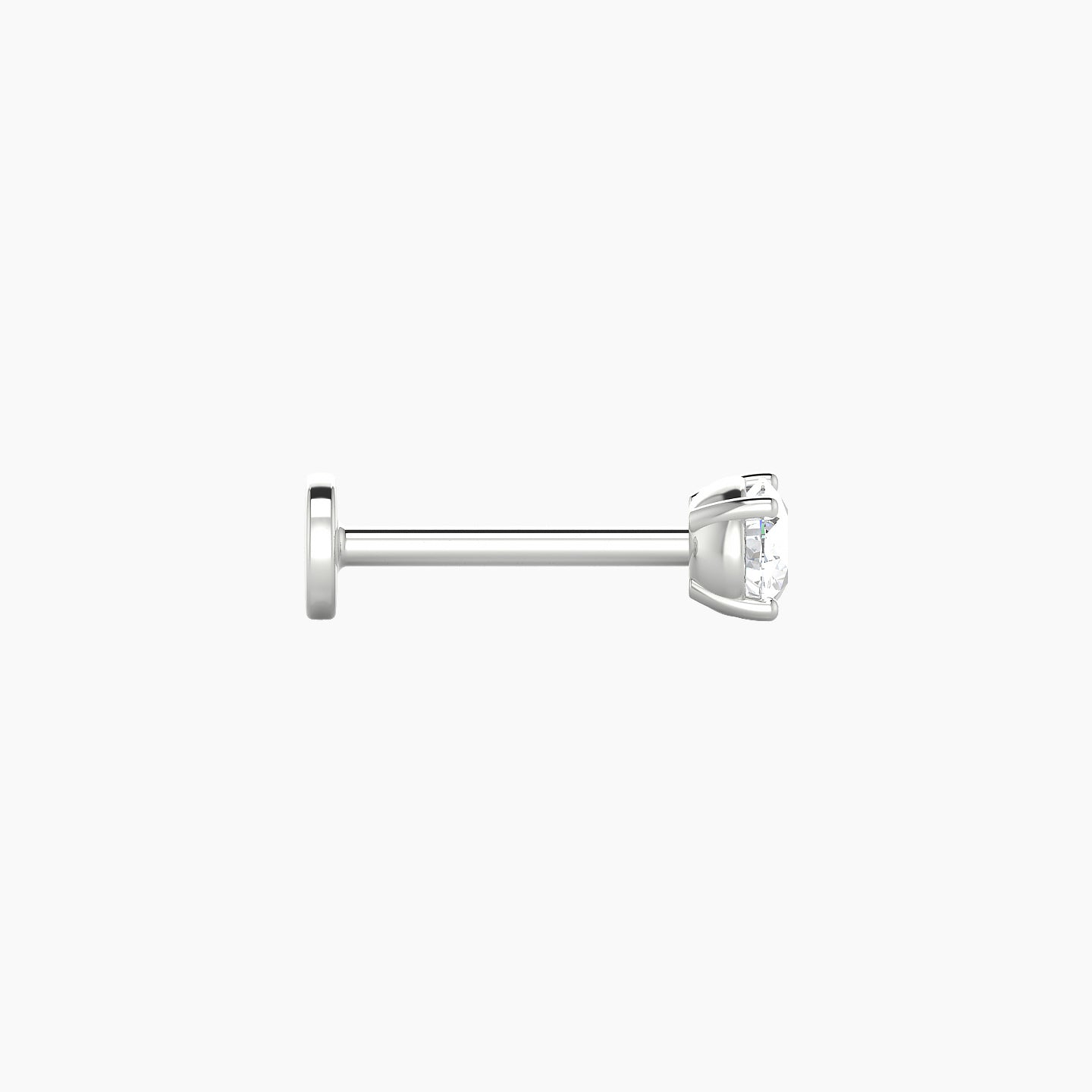 Nut | 18k White Gold 3.5 mm 8 mm Round Diamond Nostril Piercing