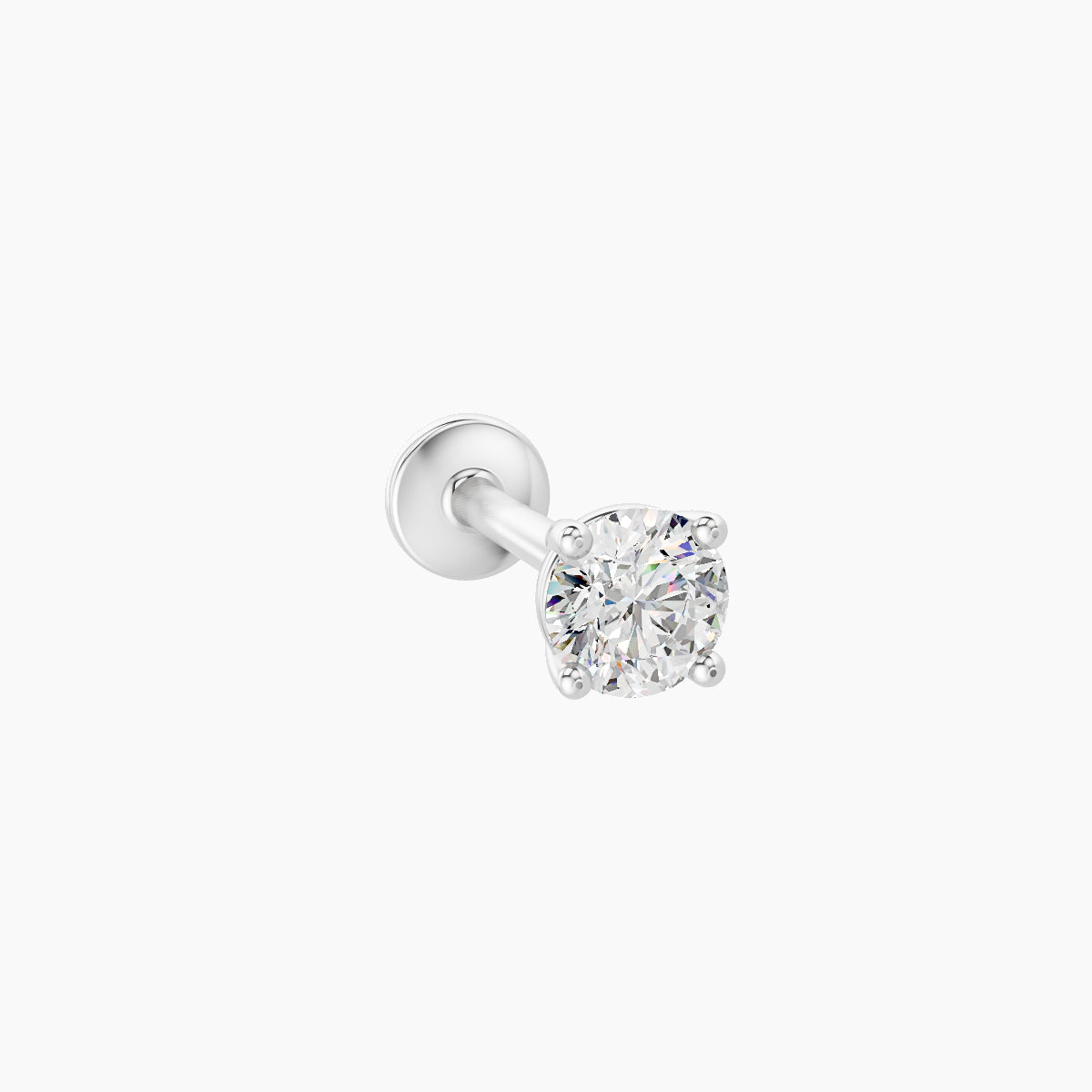 Nut | 18k White Gold 3.4 mm 8 mm Round Diamond Piercing