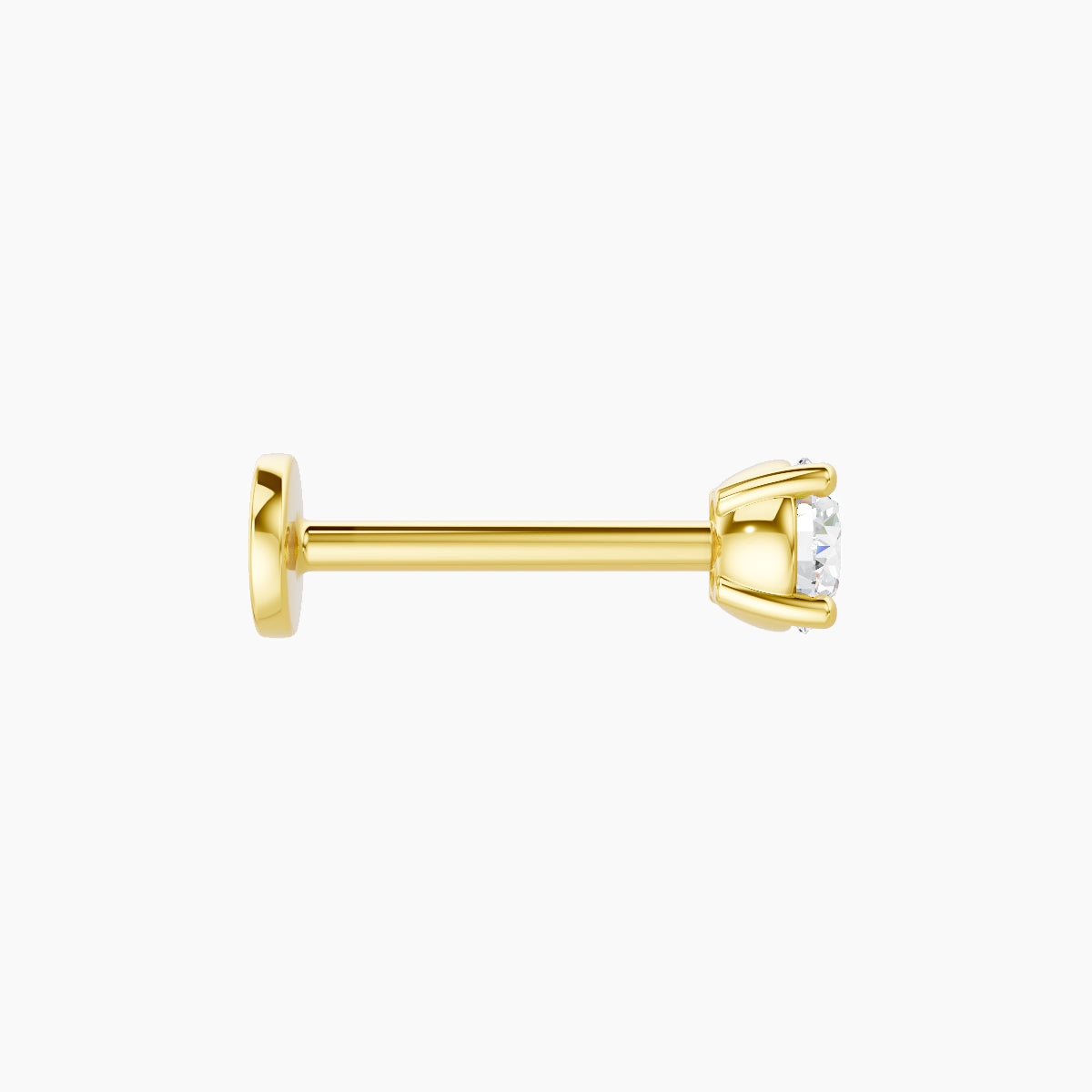 Nut | 18k Yellow Gold 3.4 mm 8 mm Round Diamond Piercing