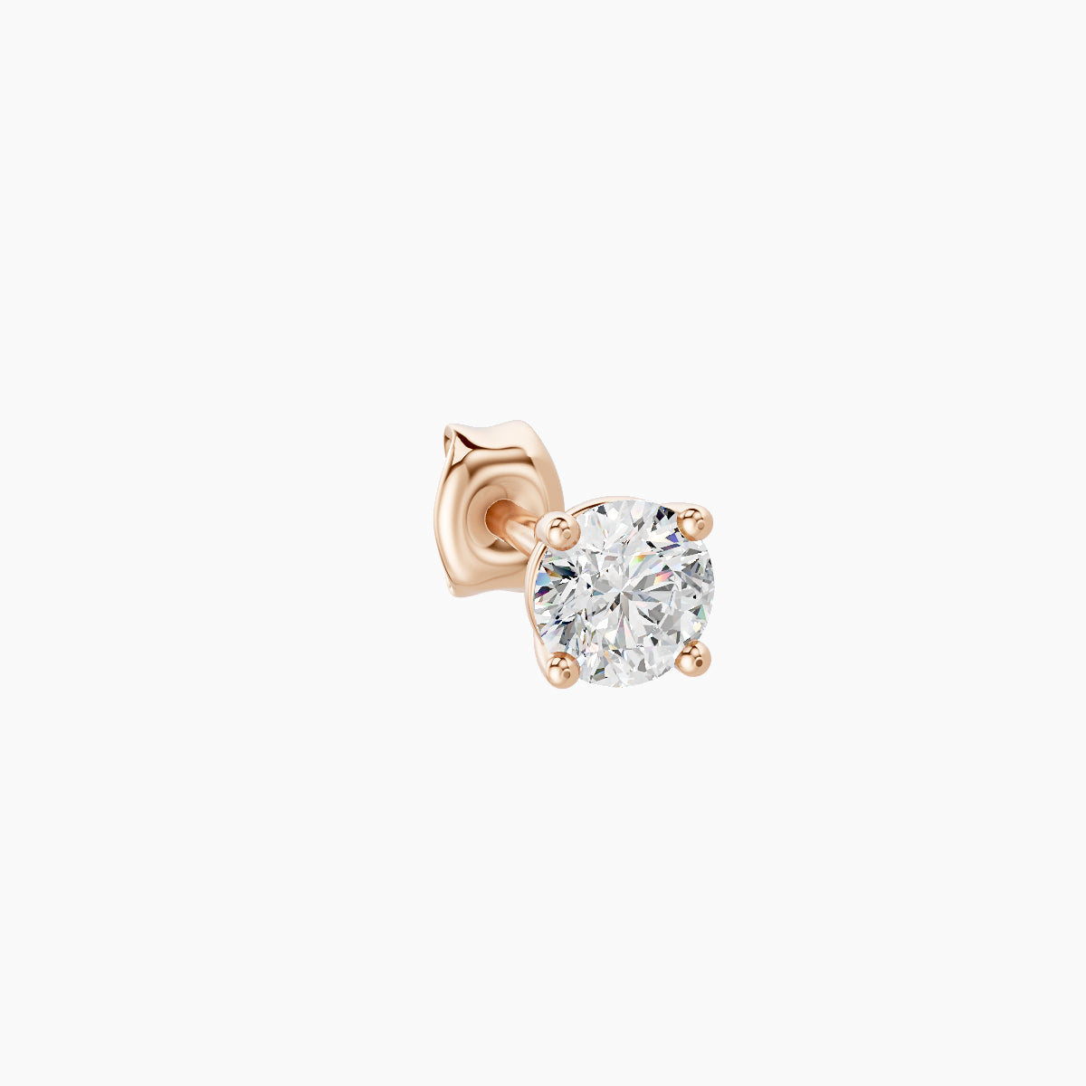Nut | 18k Rose Gold 3.4 mm Round Diamond Earring