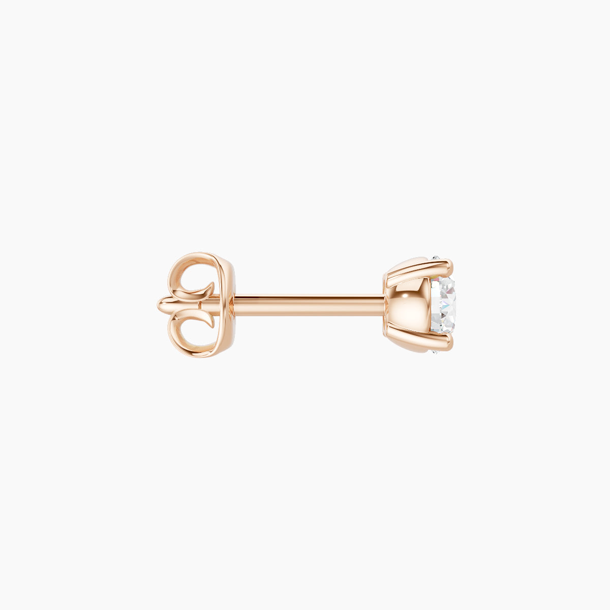 Nut | 18k Rose Gold 3.4 mm Round Diamond Earring
