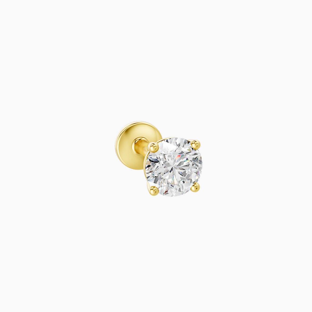 Nut | 18k Yellow Gold 3.8 mm 5 mm Round Diamond Nose Piercing