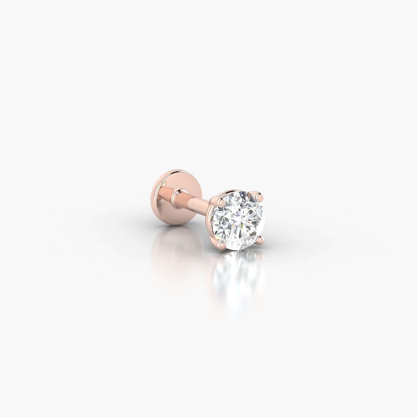 Nut | 18k Rose Gold 4 mm 5 mm Round Diamond Nostril Piercing