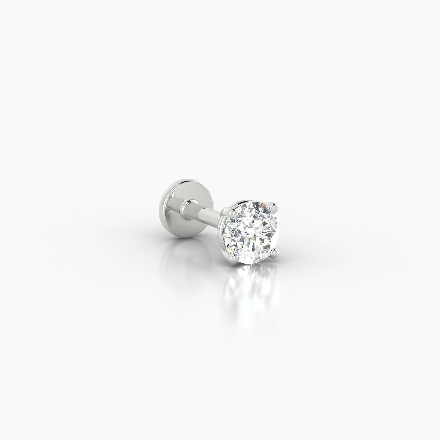 Nut | 18k White Gold 4 mm 5 mm Round Diamond Nostril Piercing