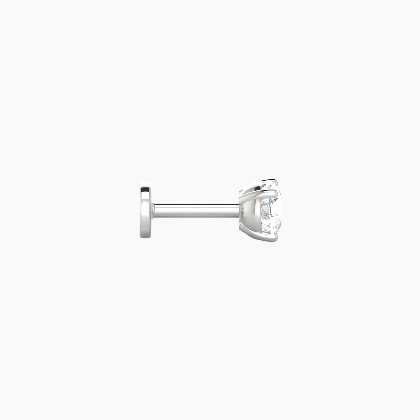 Nut | 18k White Gold 4 mm 5 mm Round Diamond Nostril Piercing