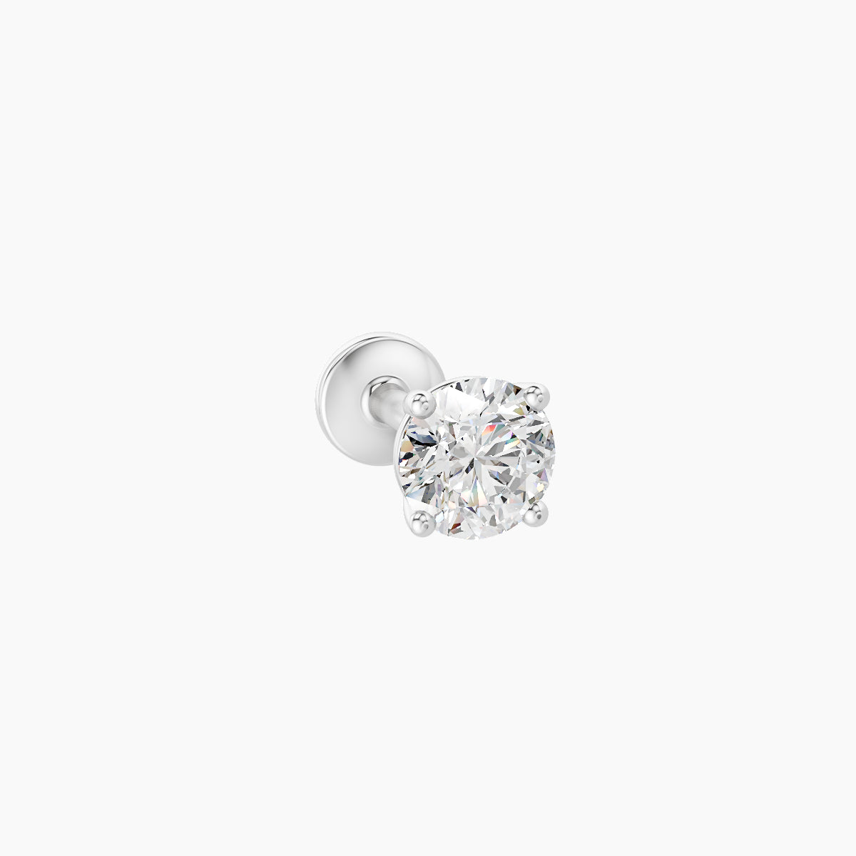 Nut | 18k White Gold 3.8 mm 5 mm Round Diamond Piercing