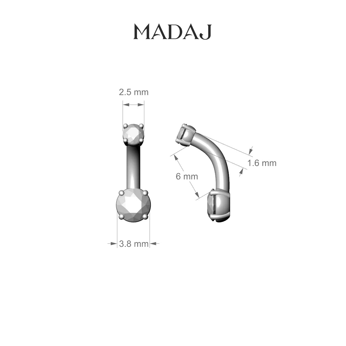 Nut | 18k Rose Gold 4 mm 6 mm Round Diamond Belly Piercing