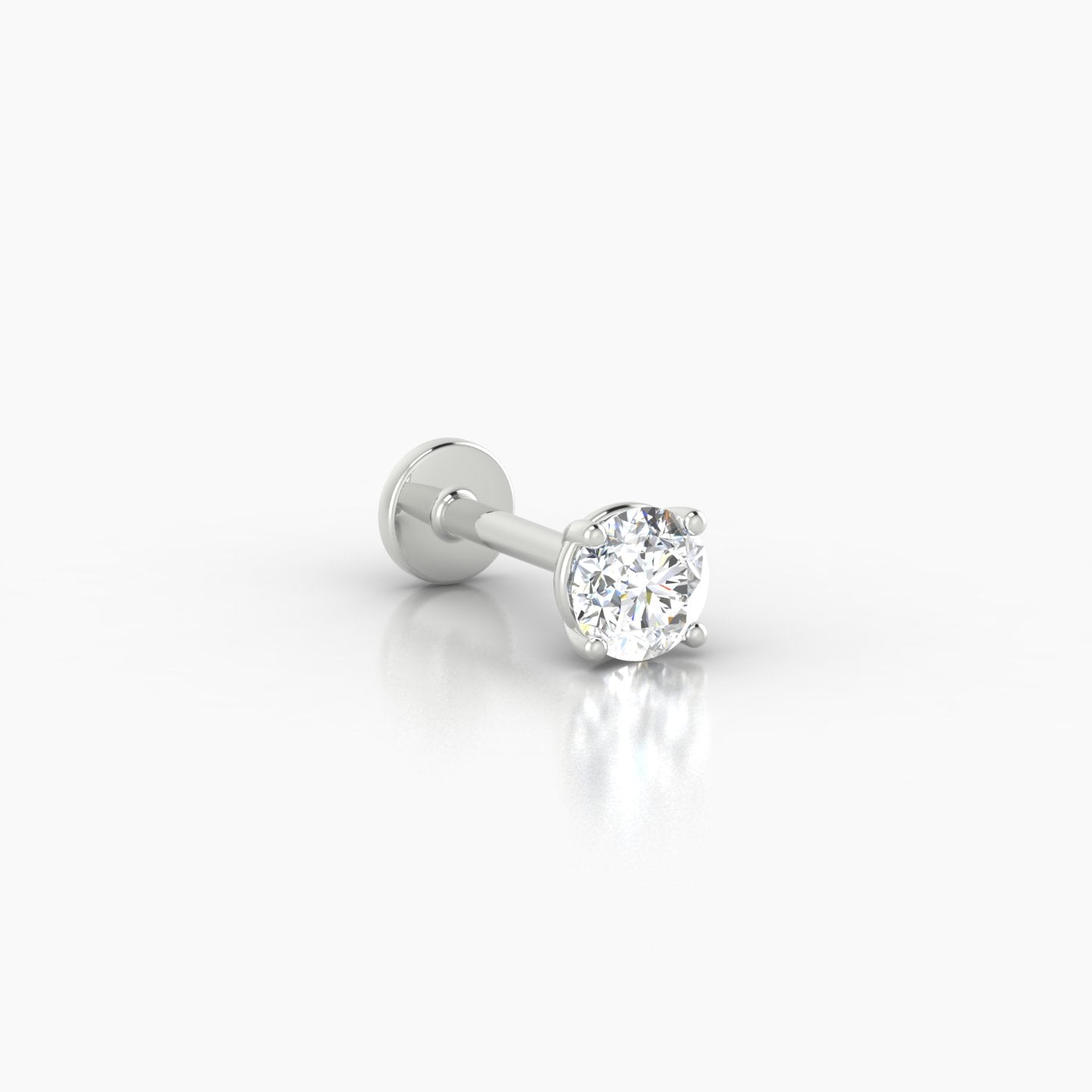 Nut | 18k White Gold 4 mm 6.5 mm Round Diamond Nostril Piercing