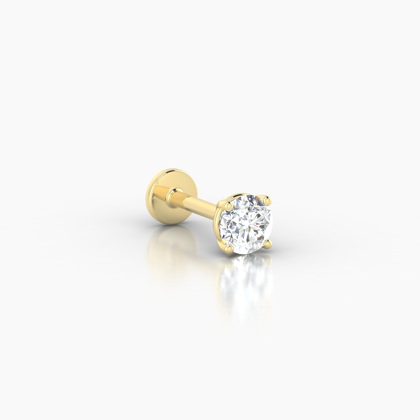 Nut | 18k Yellow Gold 4 mm 6.5 mm Round Diamond Nostril Piercing