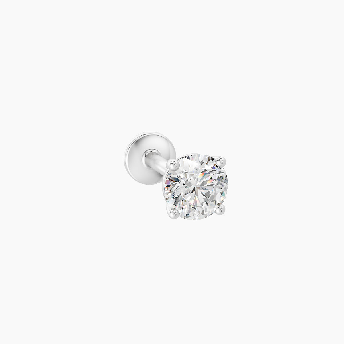 Nut | 18k White Gold 3.8 mm 6.5 mm Round Diamond Piercing