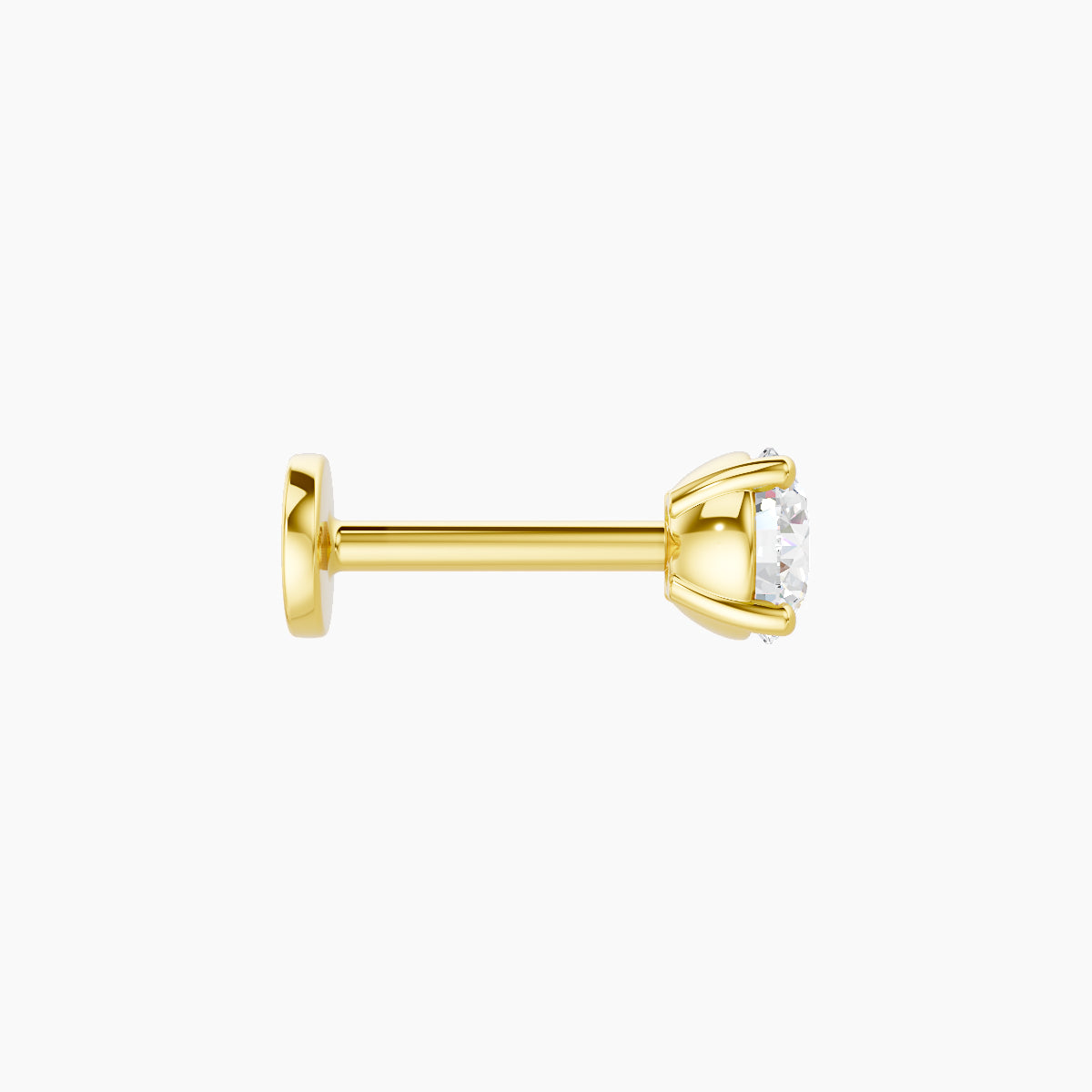 Nut | 18k Yellow Gold 3.8 mm 6.5 mm Round Diamond Piercing