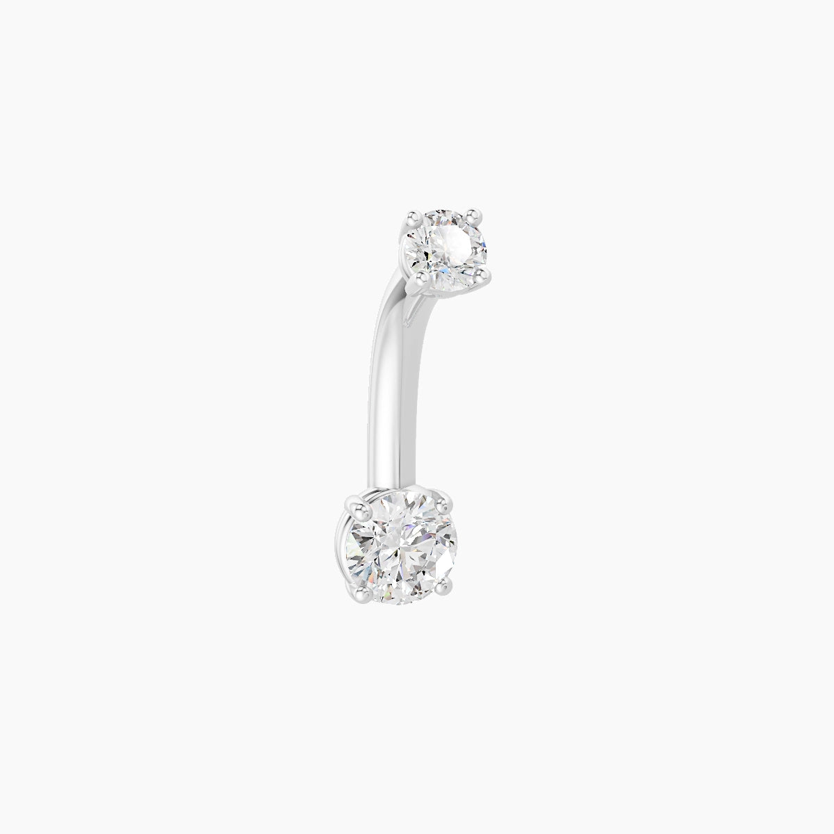Nut | 18k White Gold 4 mm 8 mm Round Diamond Belly Piercing