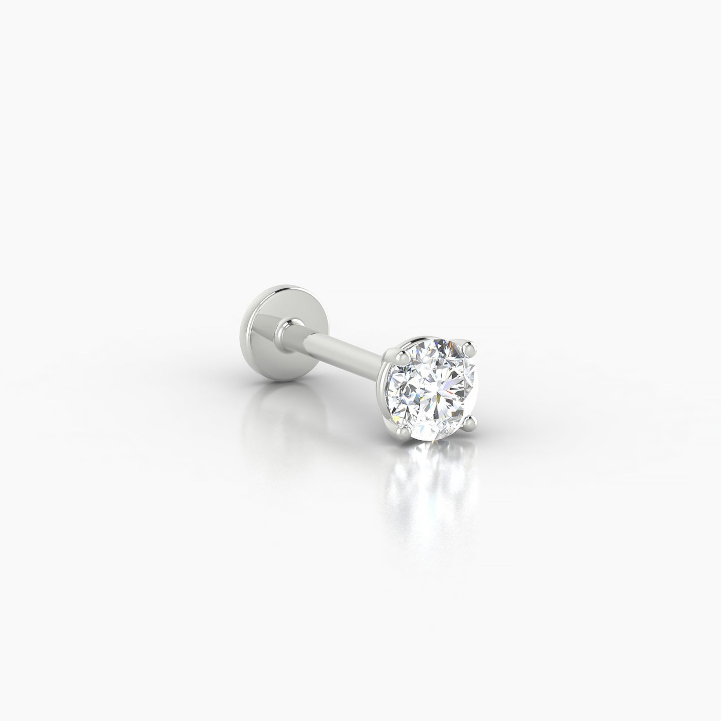 Nut | 18k White Gold 4 mm 8 mm Round Diamond Nostril Piercing