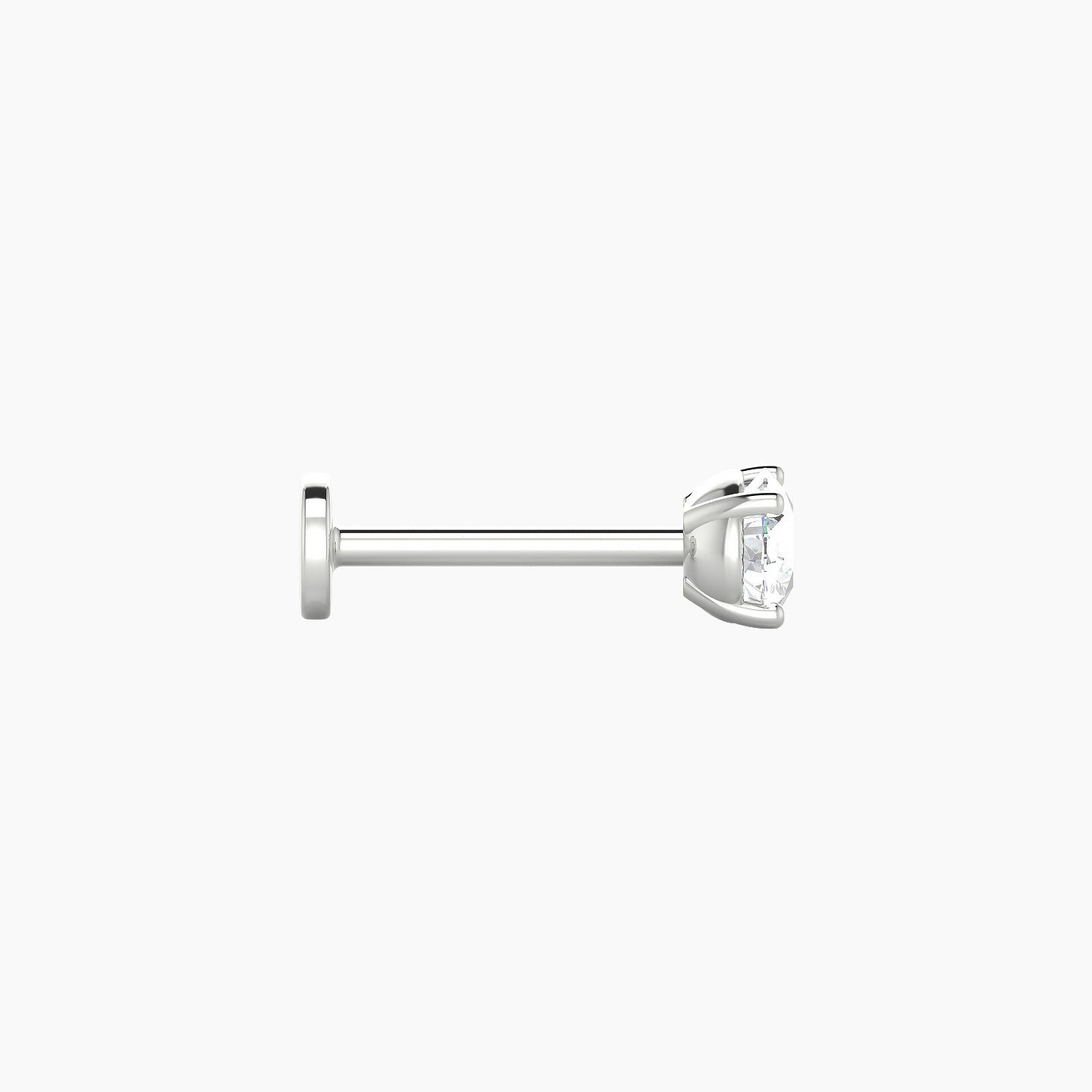 Nut | 18k White Gold 4 mm 8 mm Round Diamond Nostril Piercing