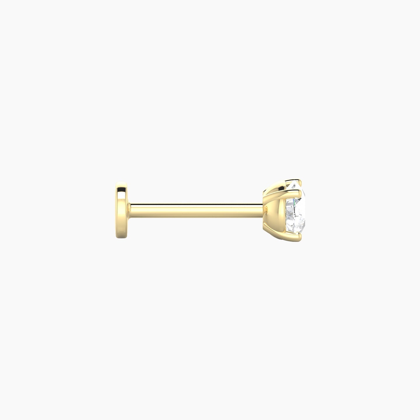 Nut | 18k Yellow Gold 4 mm 8 mm Round Diamond Nostril Piercing