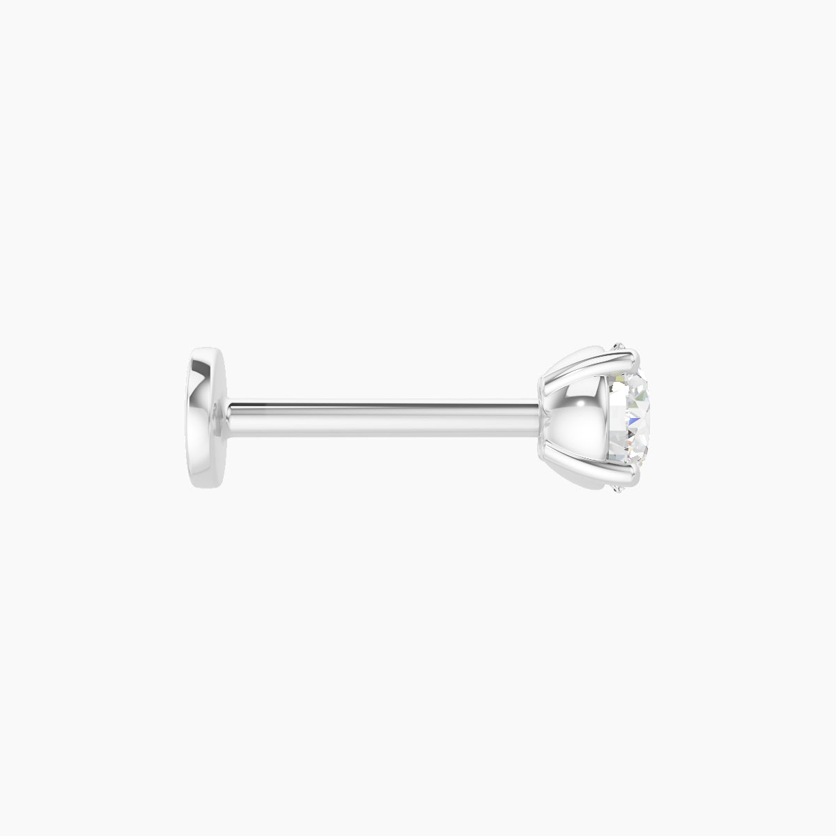 Nut | 18k White Gold 3.8 mm 8 mm Round Diamond Piercing
